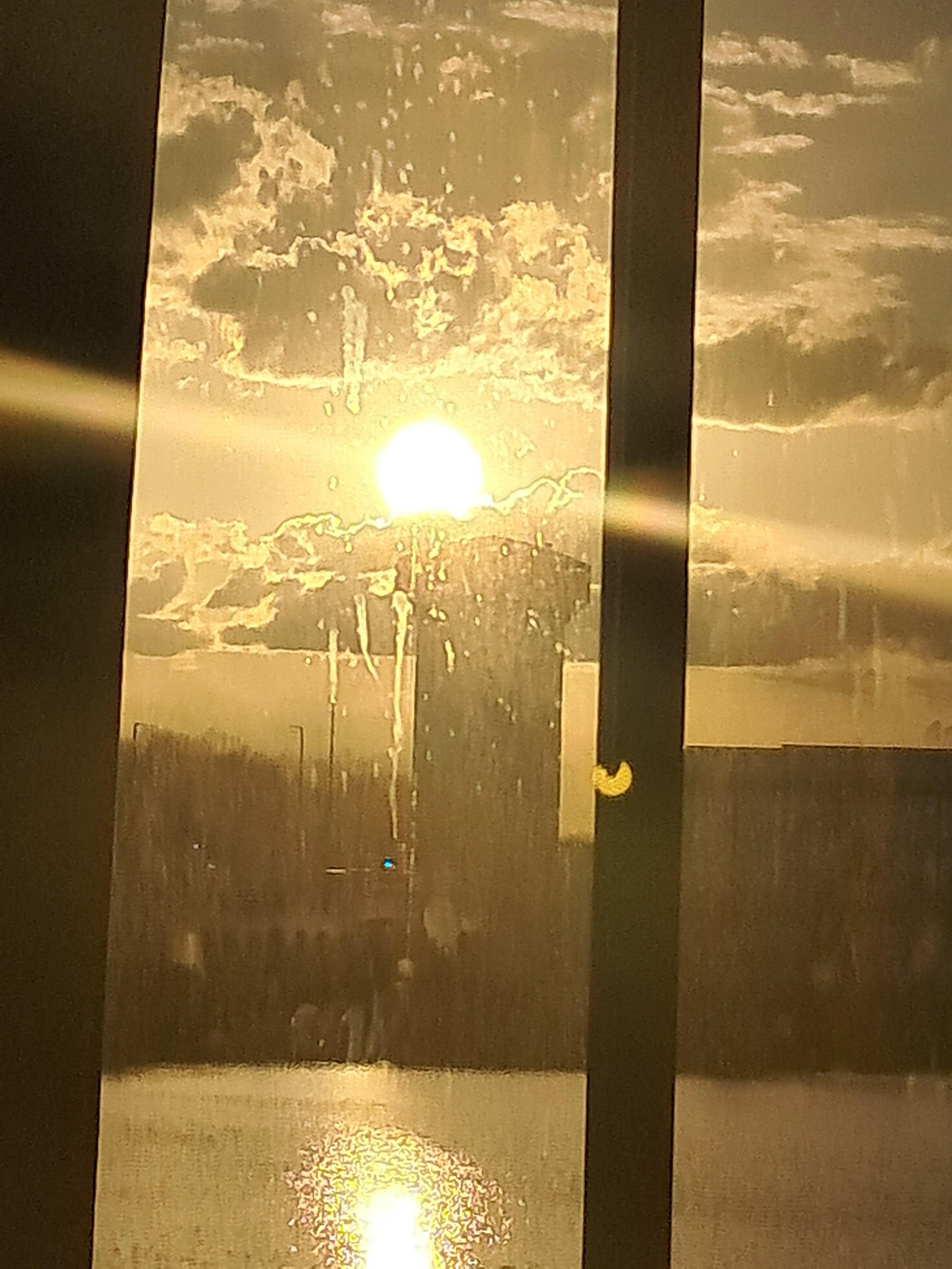 What appears to be dried saliva on the windows (Rm 220)