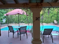 pool view from the front door