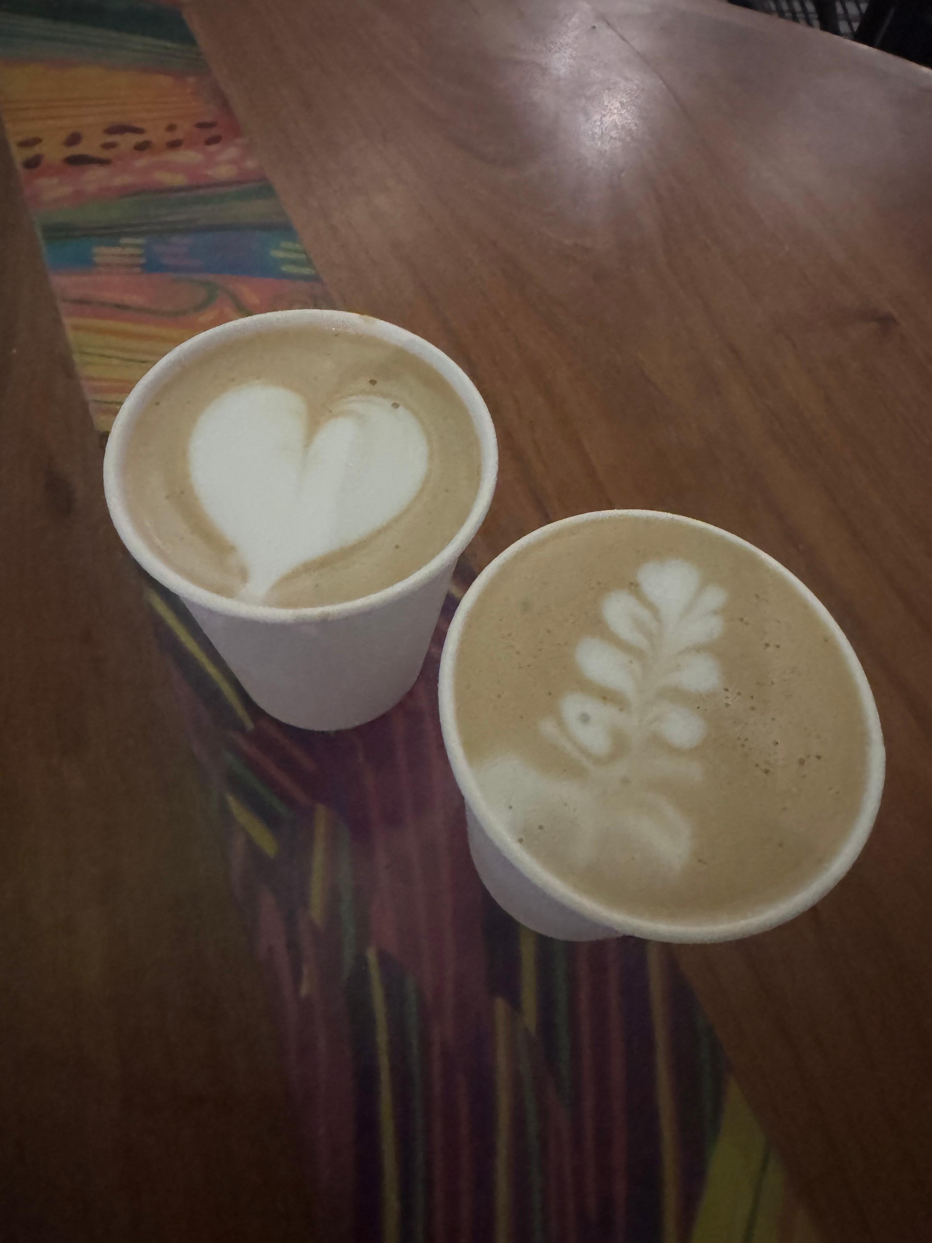 Lattes from the 24 hour coffee shop