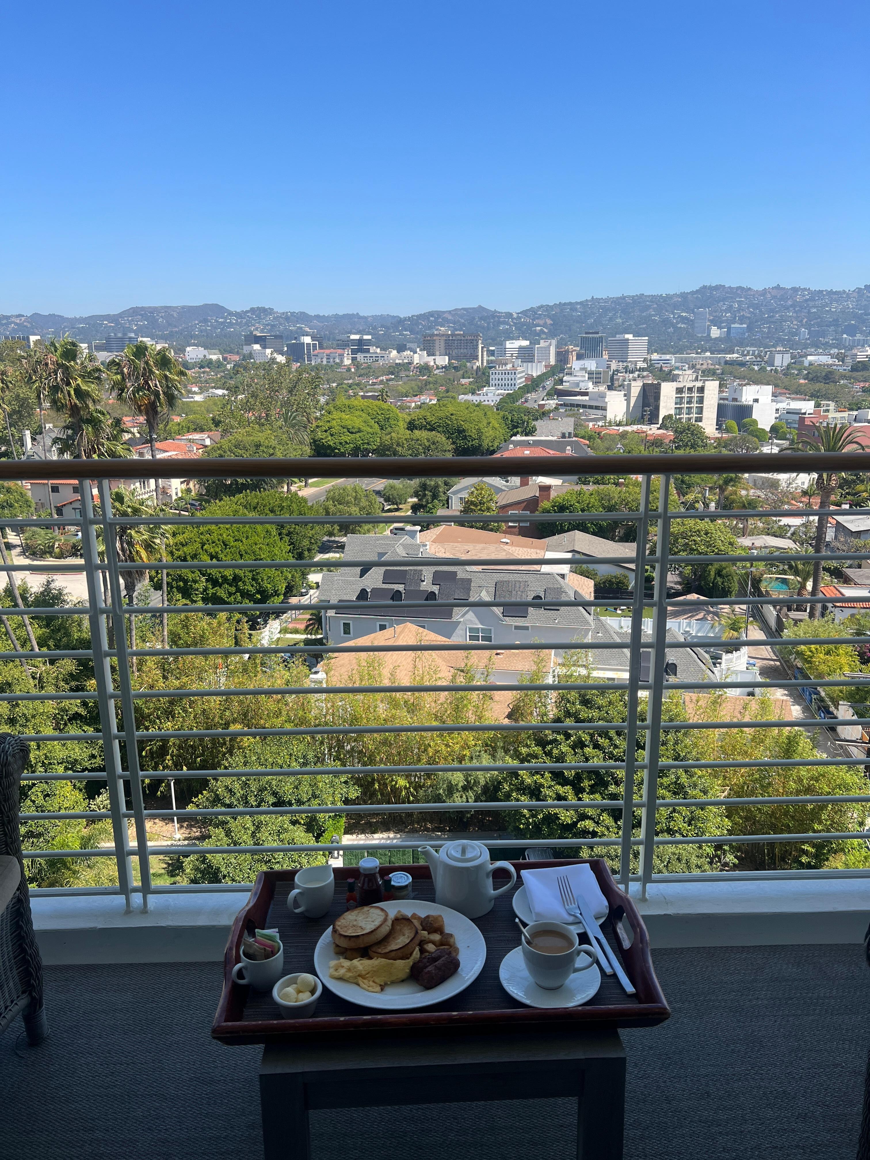 View of Beverly Hills while enjoying breakfast via room service.