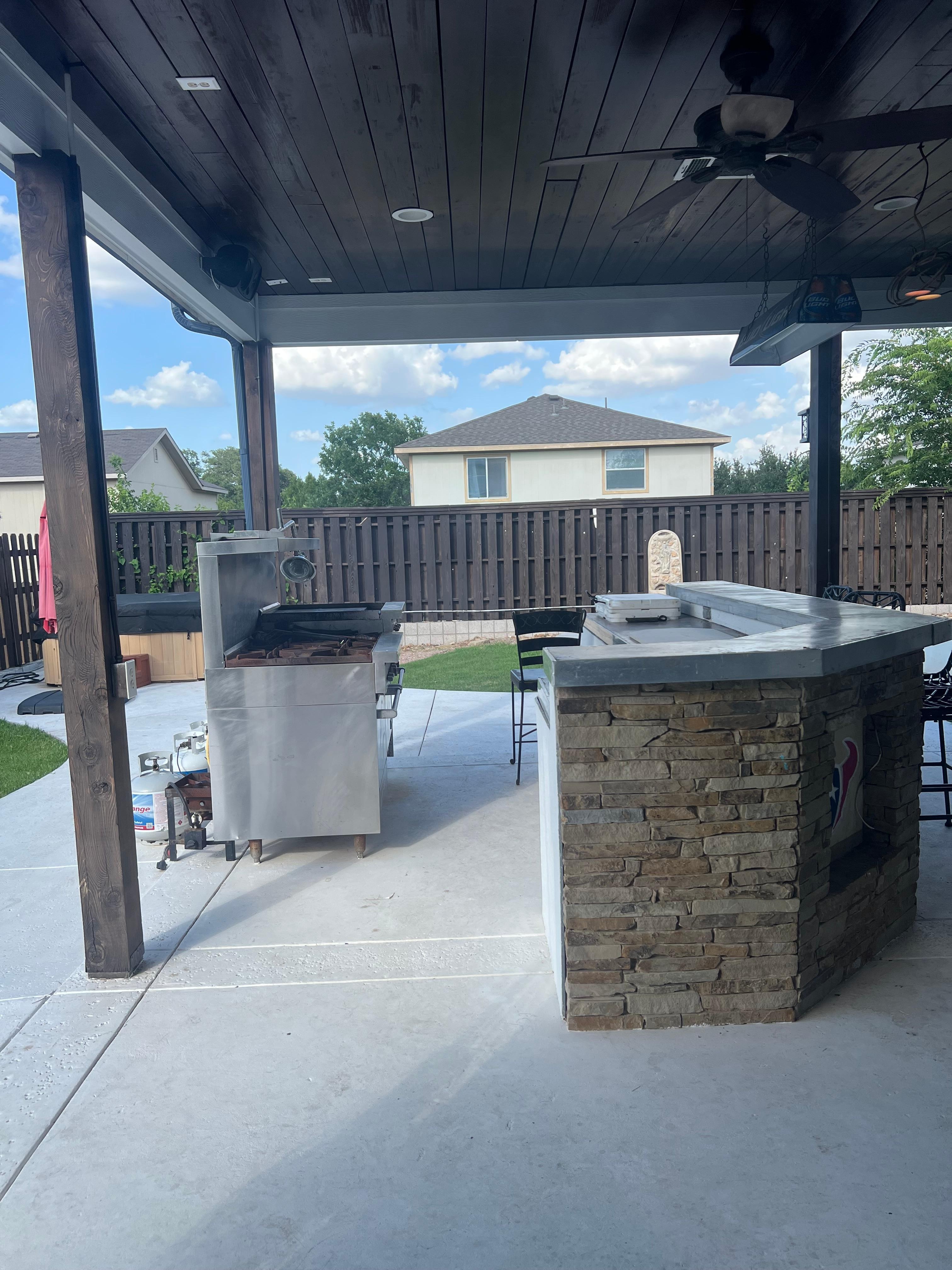 Outdoor kitchen.