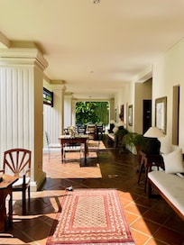 The hallway and restaurant