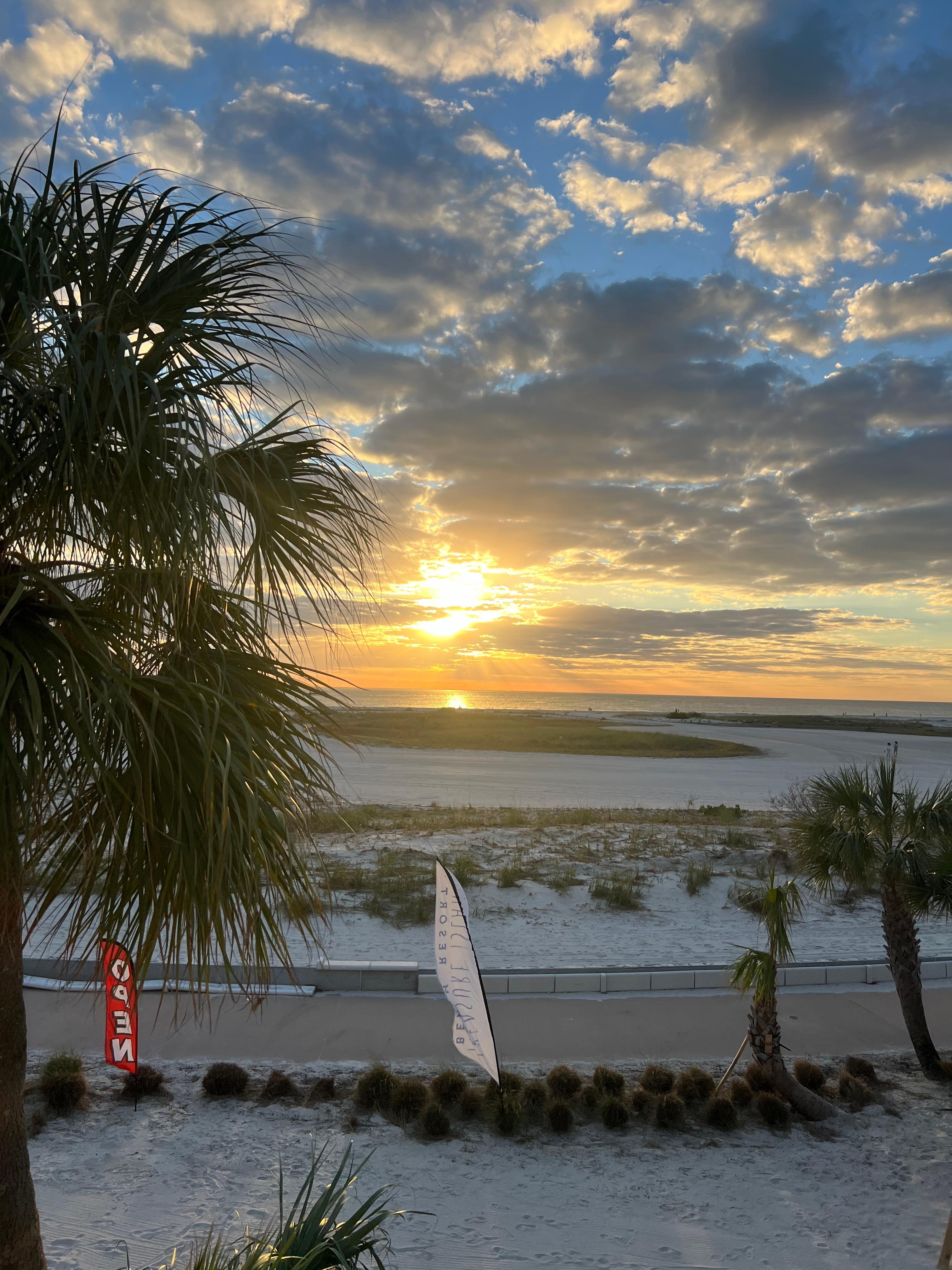 Sunset view from pool deck.