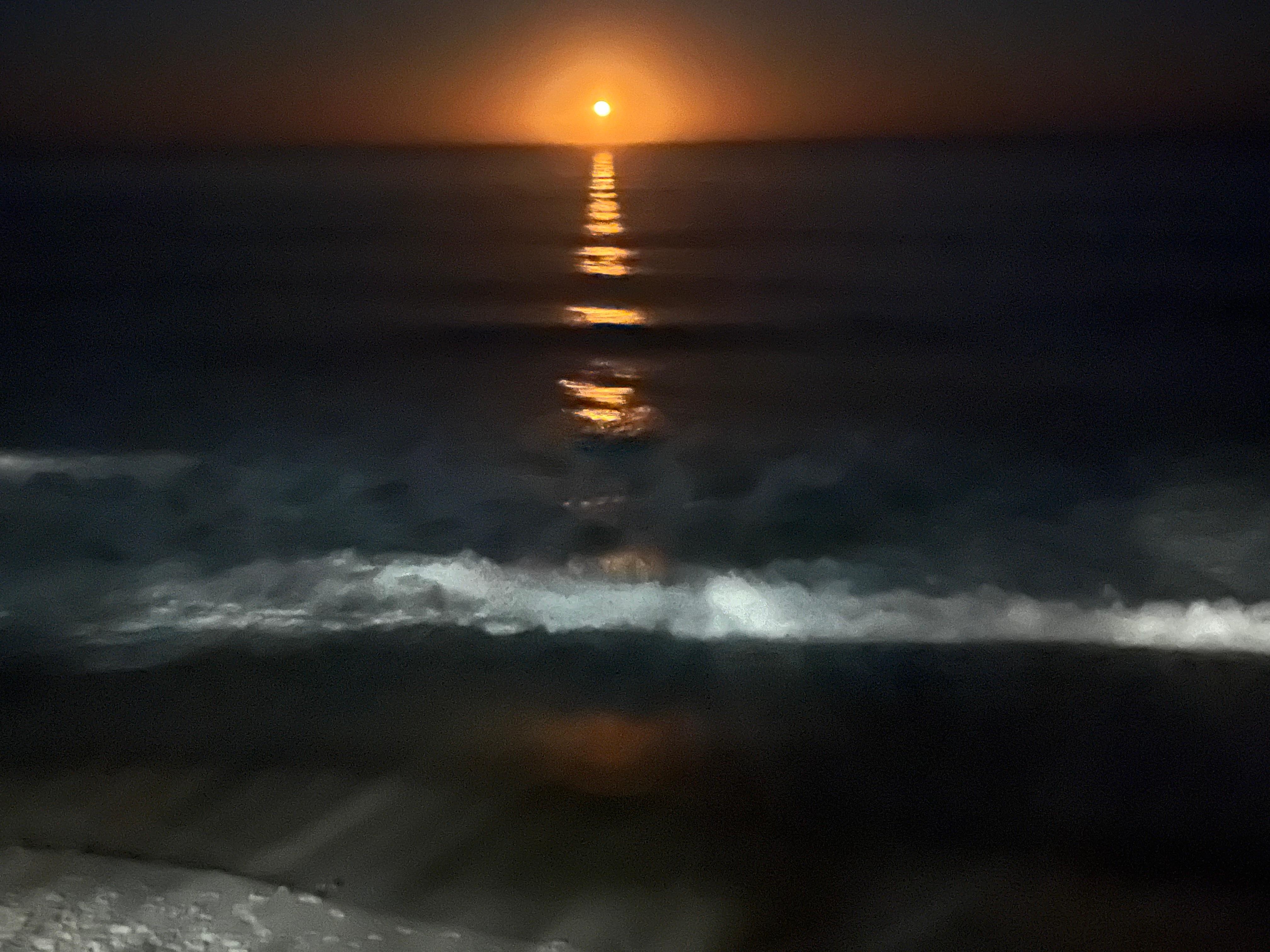 Moonrise over the ocean