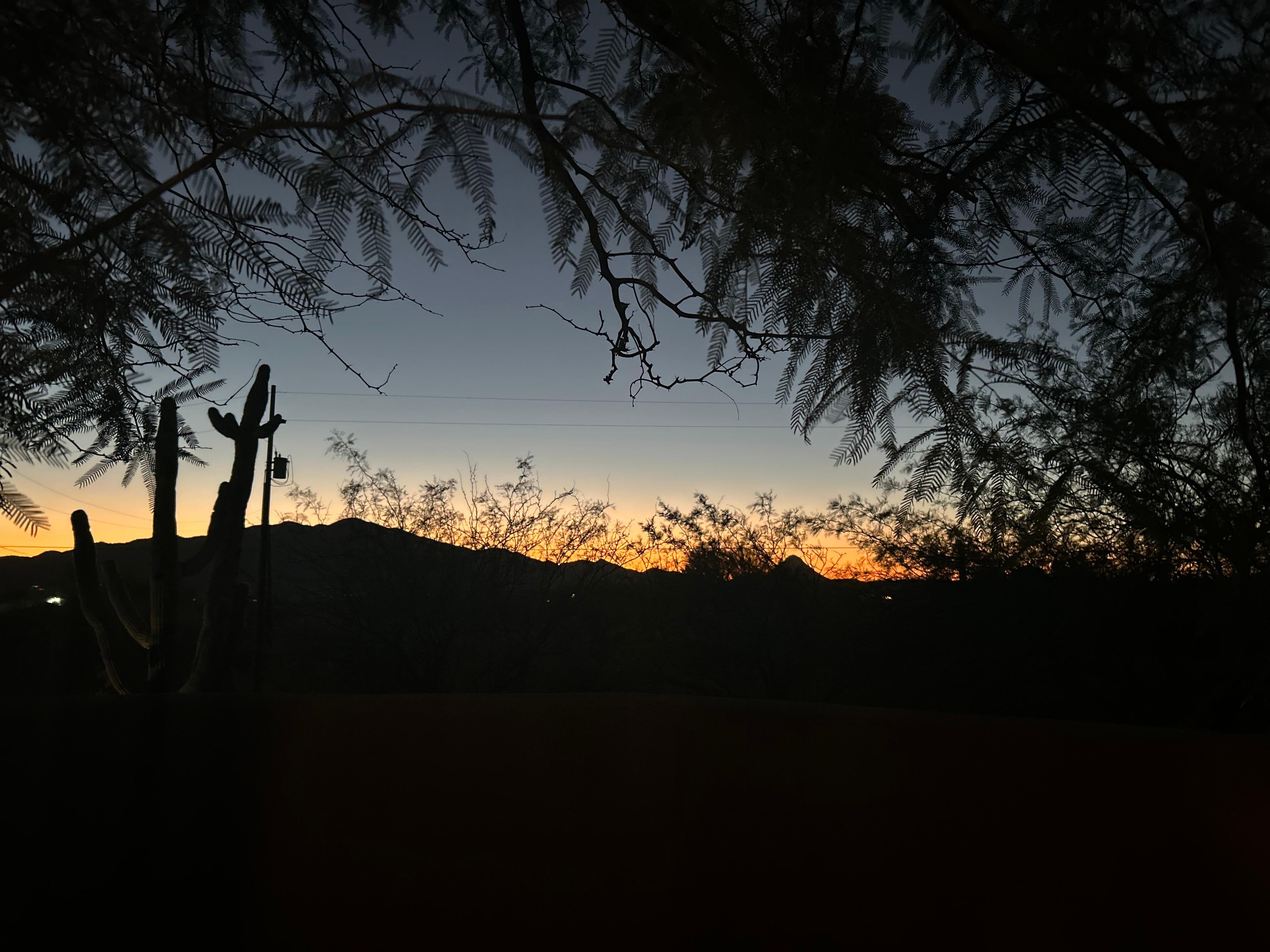 View from hot tub at sunset