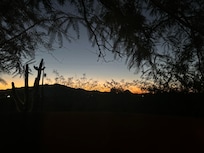 View from hot tub at sunset