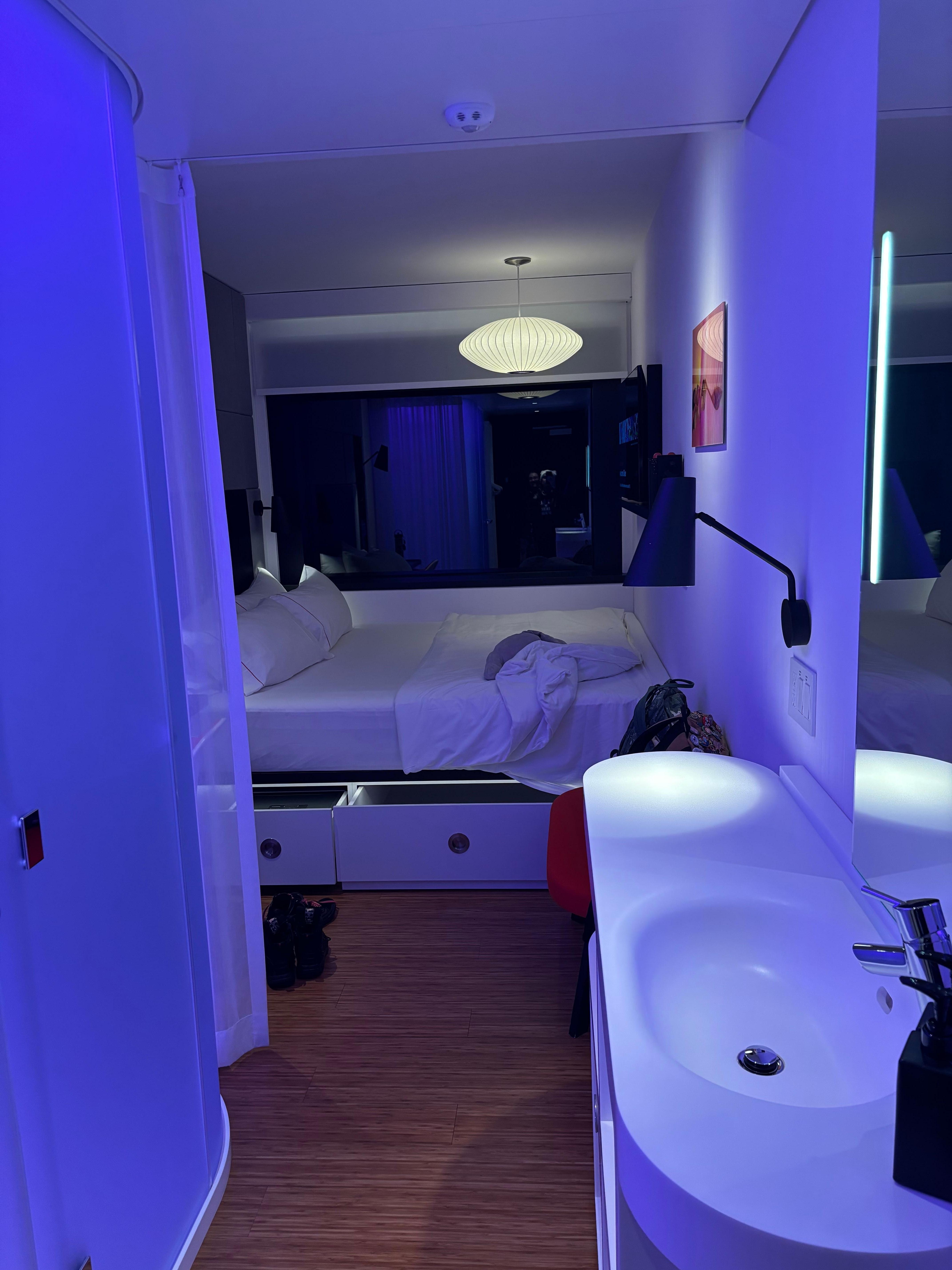 view of the room from the front door; definitely small!