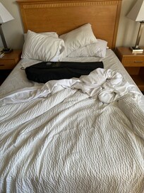 This is the bed I slept in. Try fitting two people on that double bed