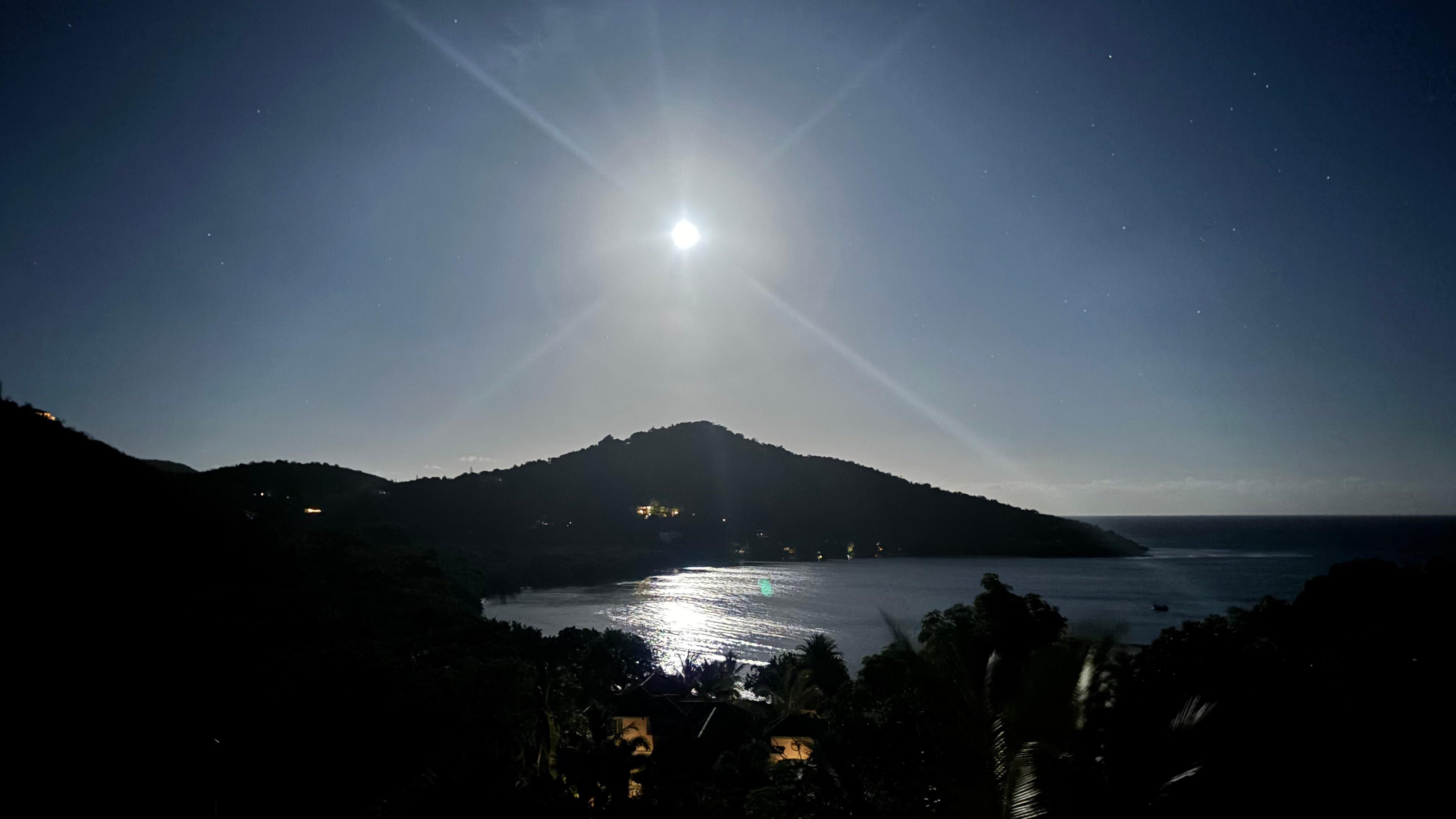 Full moon view from the cottage balcony.  Stunning!