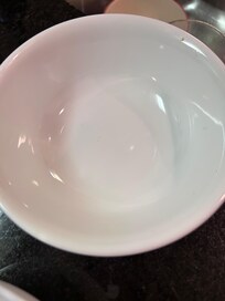 We took out bowl for cereal (glad we always wash dishes first) this was nasty. Food stuck around the rim.