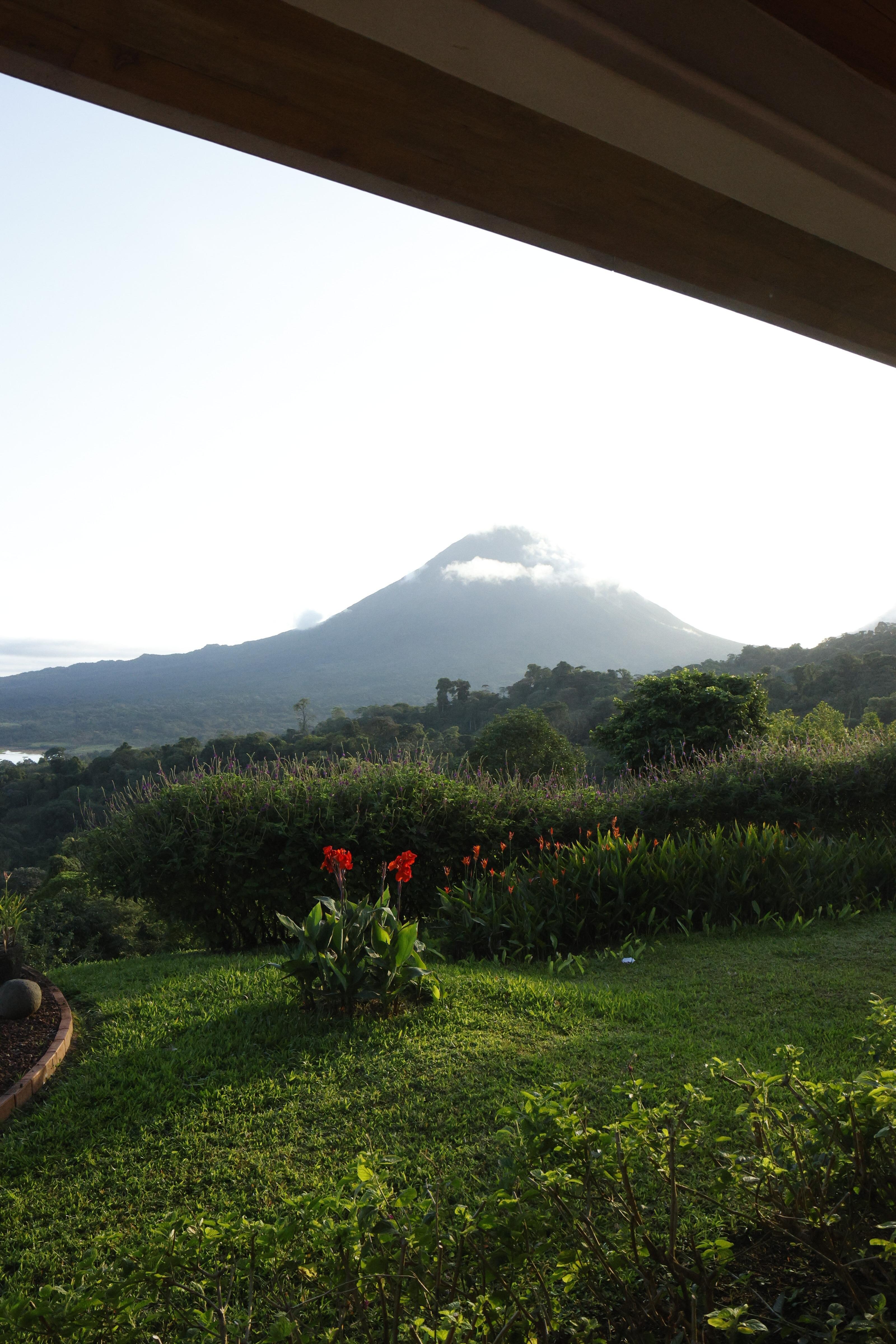 Just off to the right is a volcano, amazing