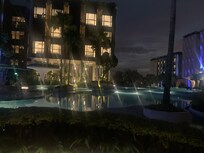Pool area at night