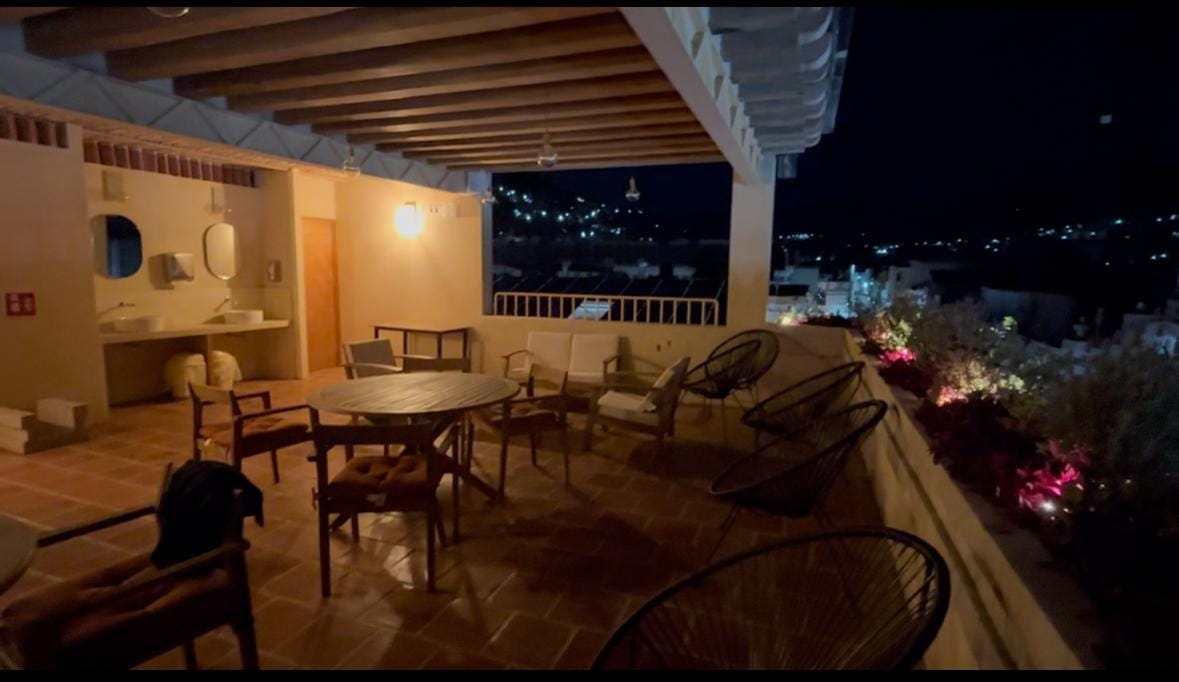 Comfortable seating on the roof top deck. 