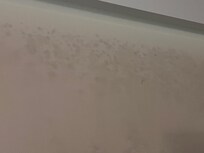 Curtain with moldy looking substance