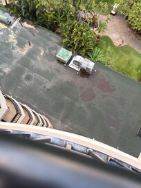 The ventilation system that is noisy and runs 24/7 projecting sound upwards.