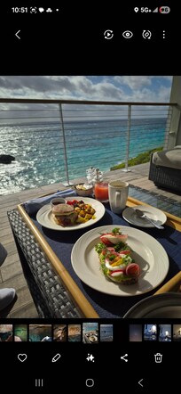 Delicious breakfast served on the balcony