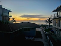 Early morning view of the water from the condo deck.