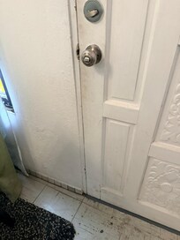 Dirty door to "main entrance".