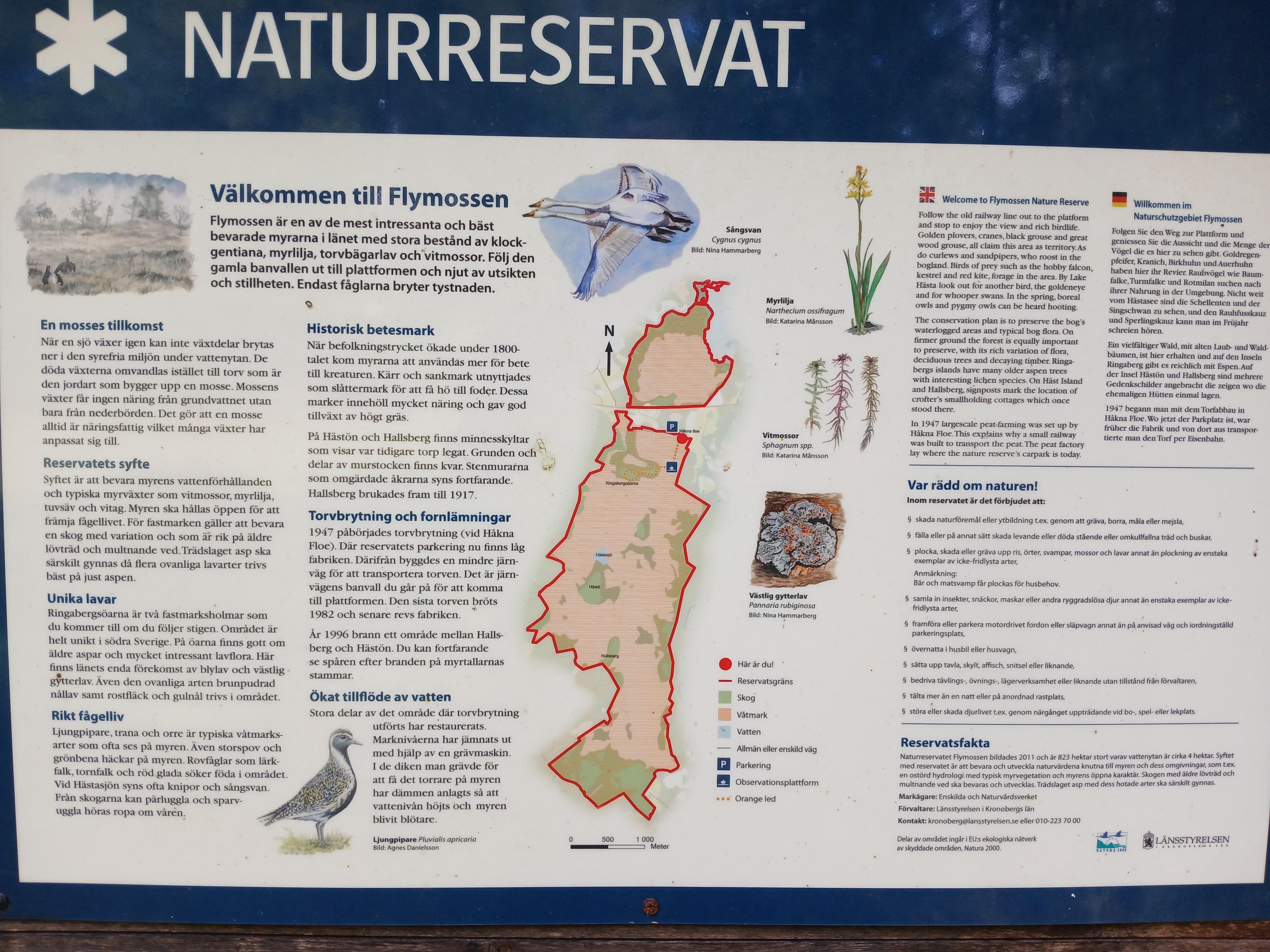 Tafel am Eingang zu Flymossen