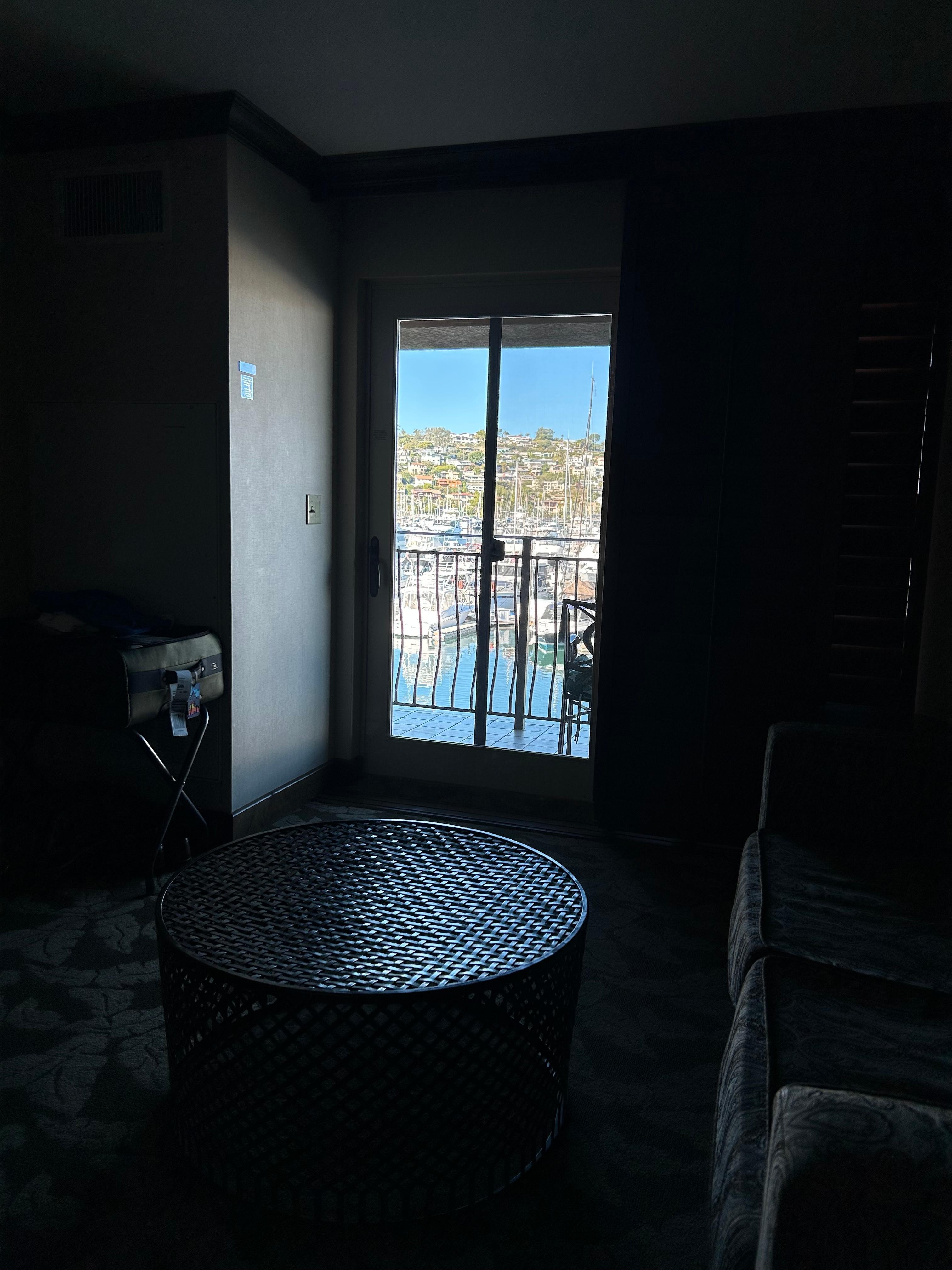 View from our bed of the marina