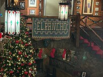 The lobby was beautifully decorated for Christmas.