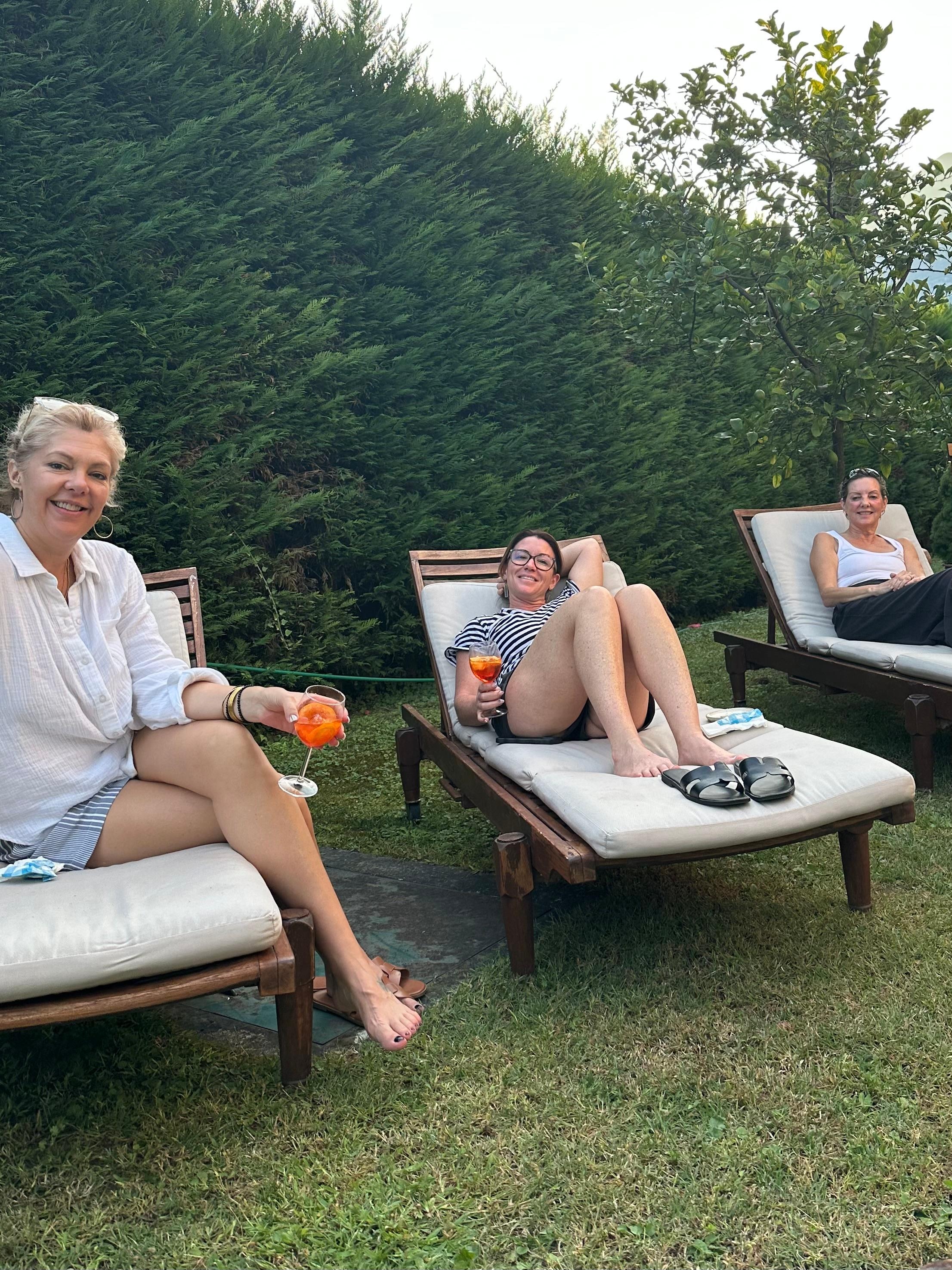 Relaxing by the pool