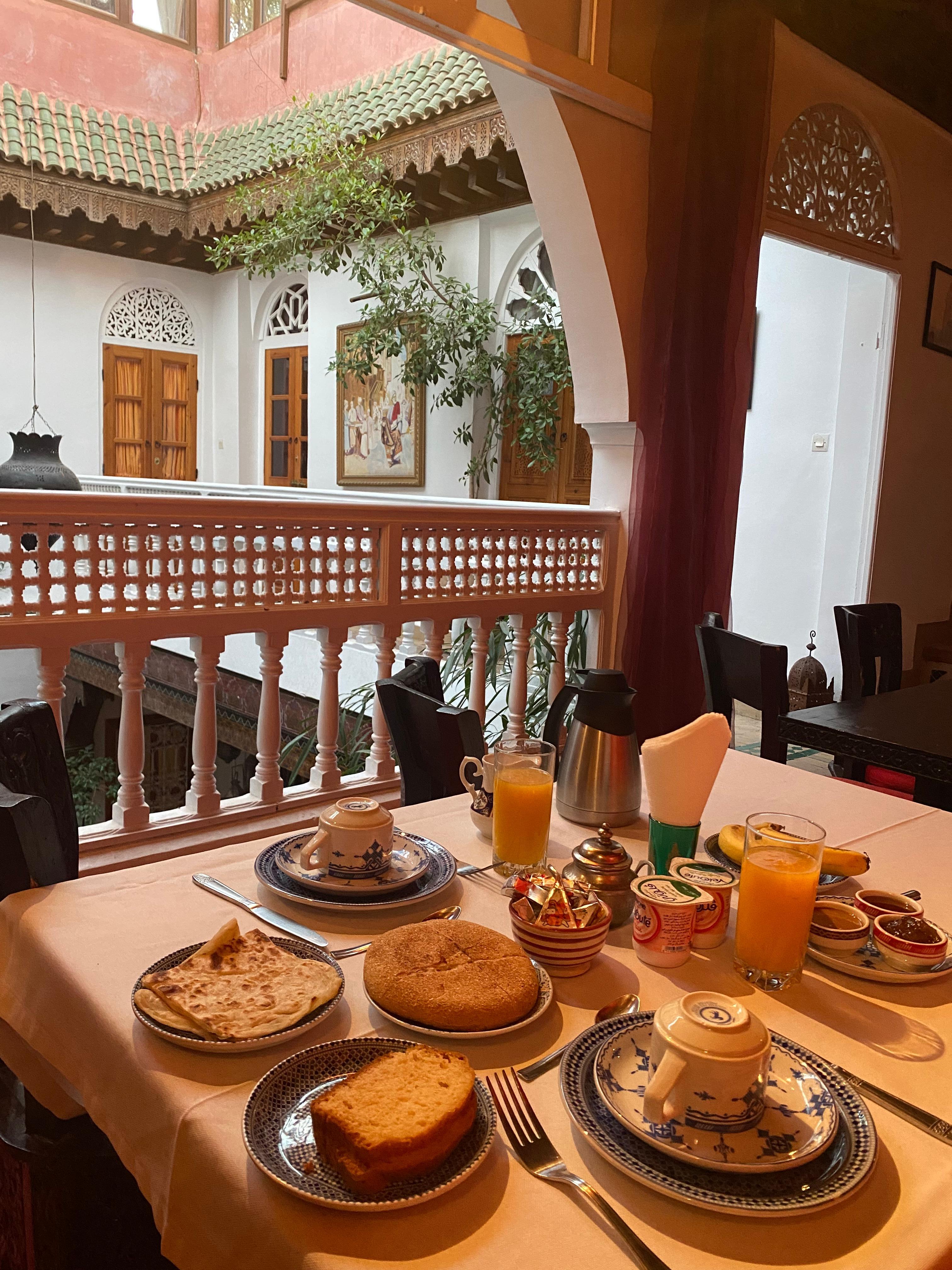 Breakfast on the internal balcony 