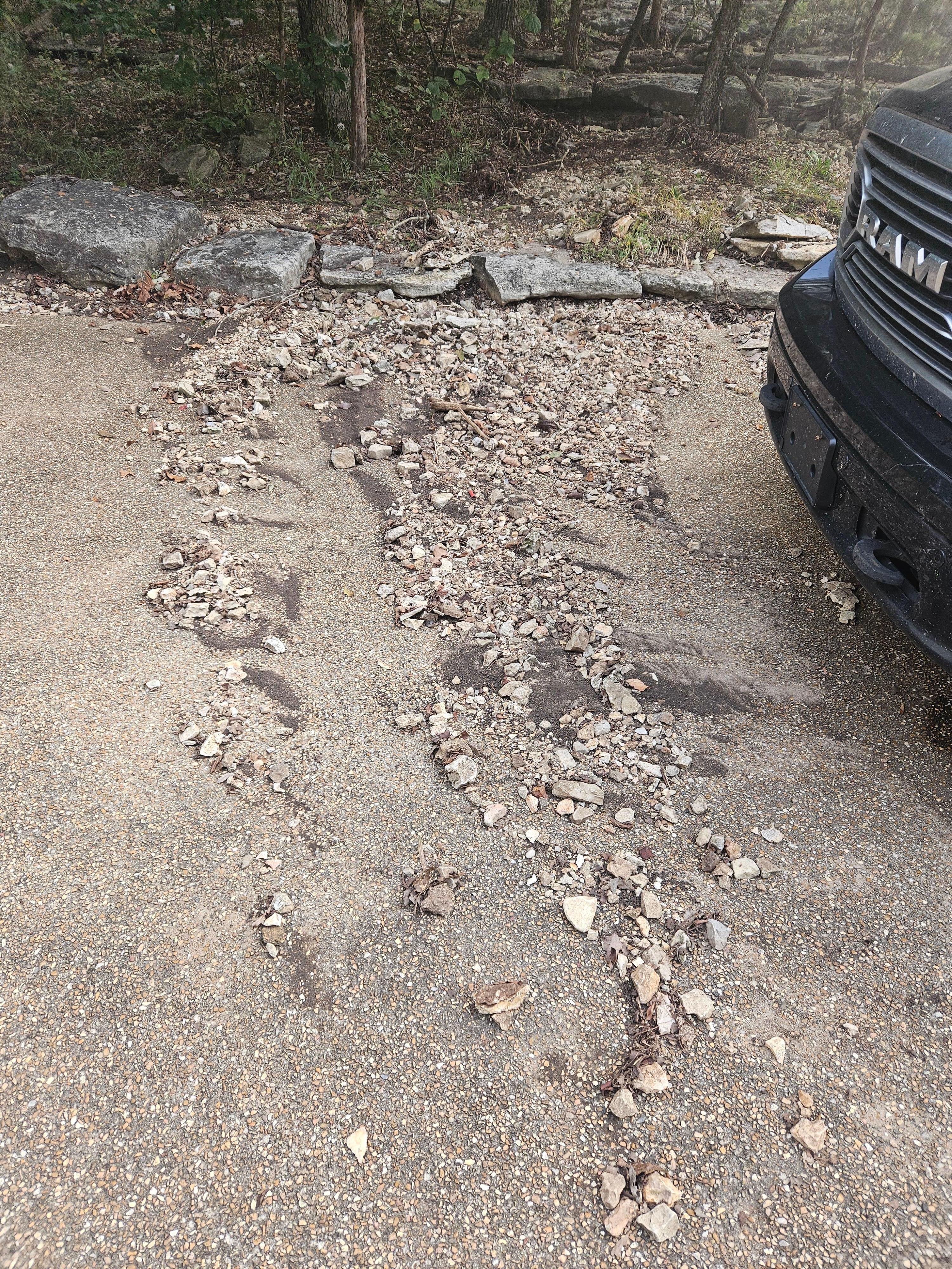 Washed out rocks on driveway