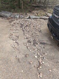 Washed out rocks on driveway