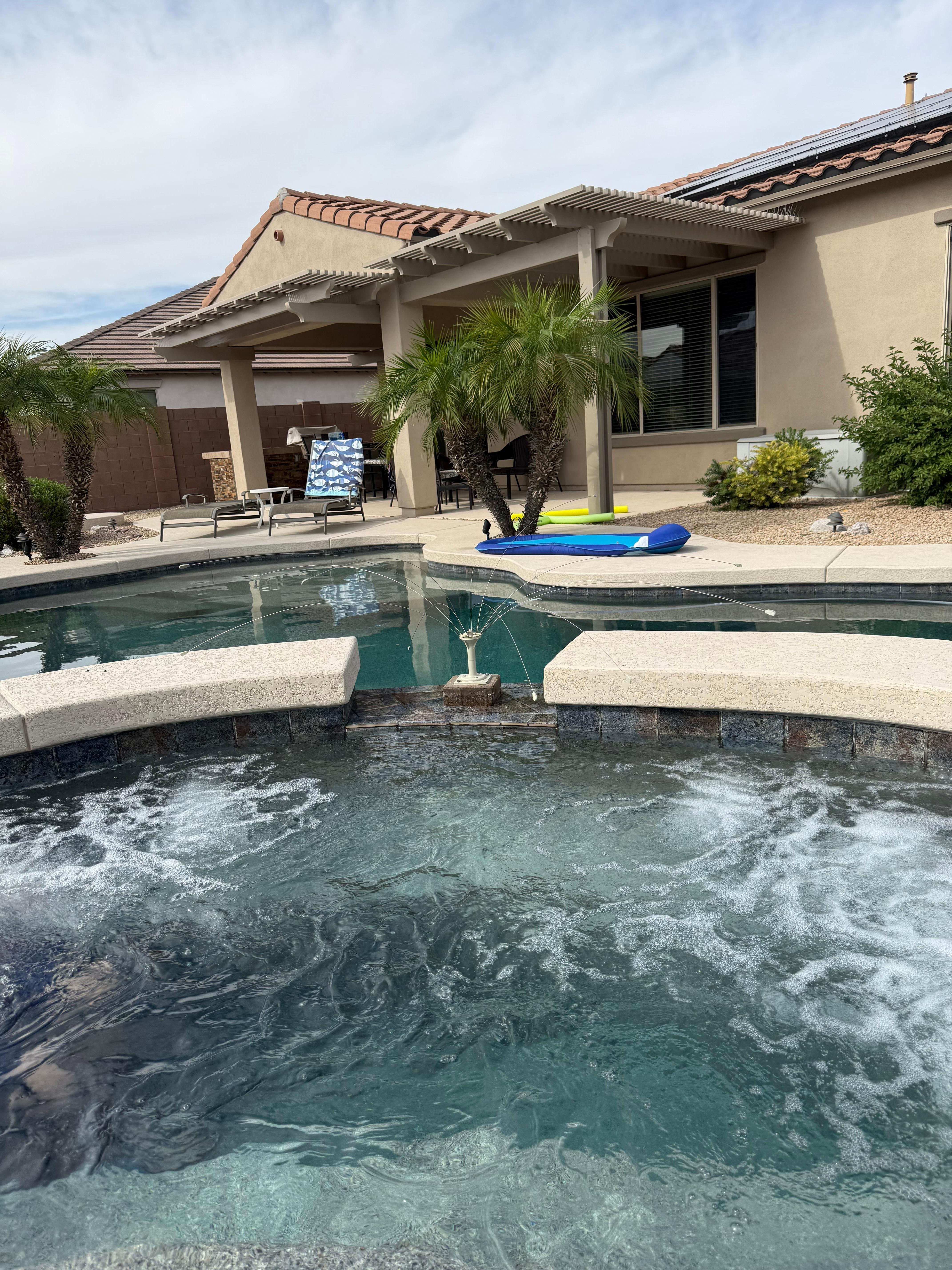Enjoying the spa in the backyard was a daily occurrence for us. 