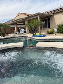 Enjoying the spa in the backyard was a daily occurrence for us.