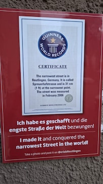 Engste Straße der Welt in Reutlingen