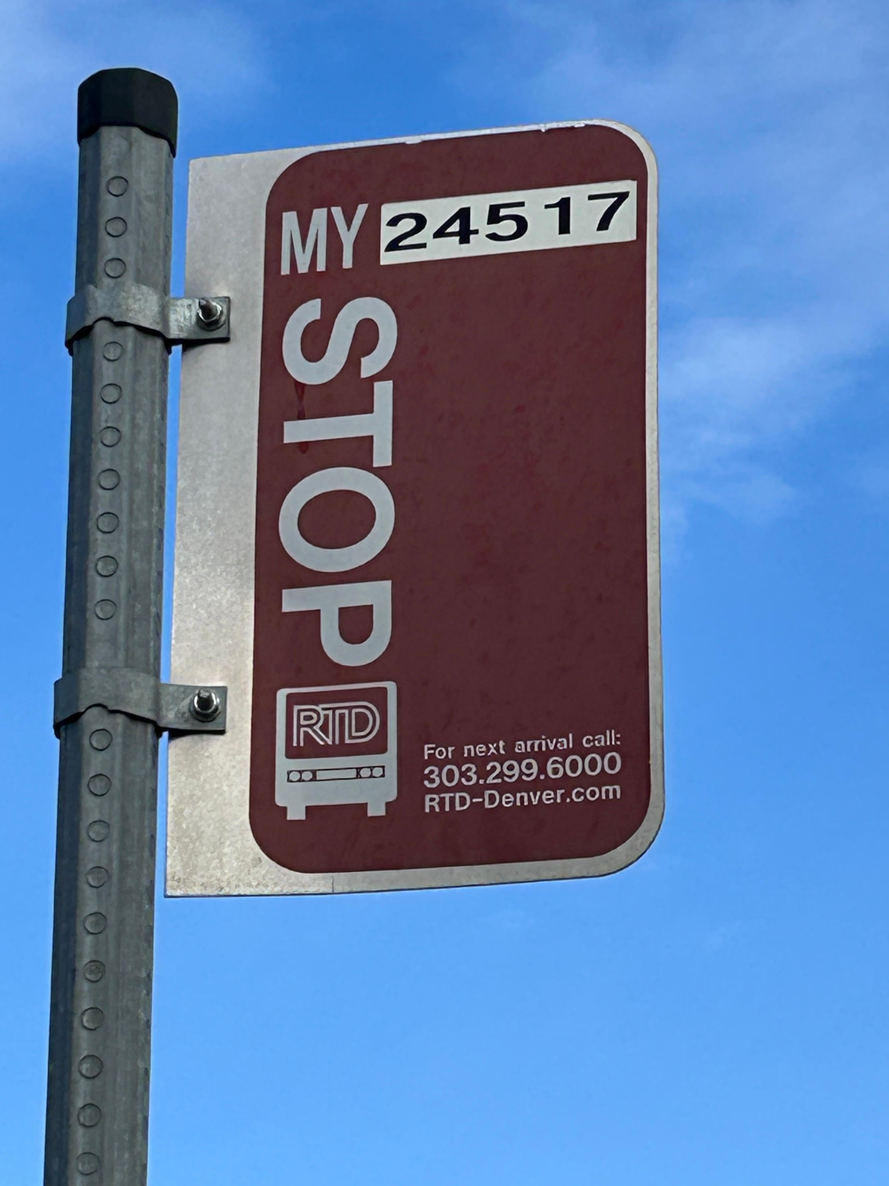 Bus stop nearby, limited service. The free shuttle to DEN = plenty of buses & trains 