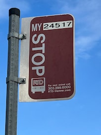 Bus stop nearby, limited service. The free shuttle to DEN = plenty of buses & trains