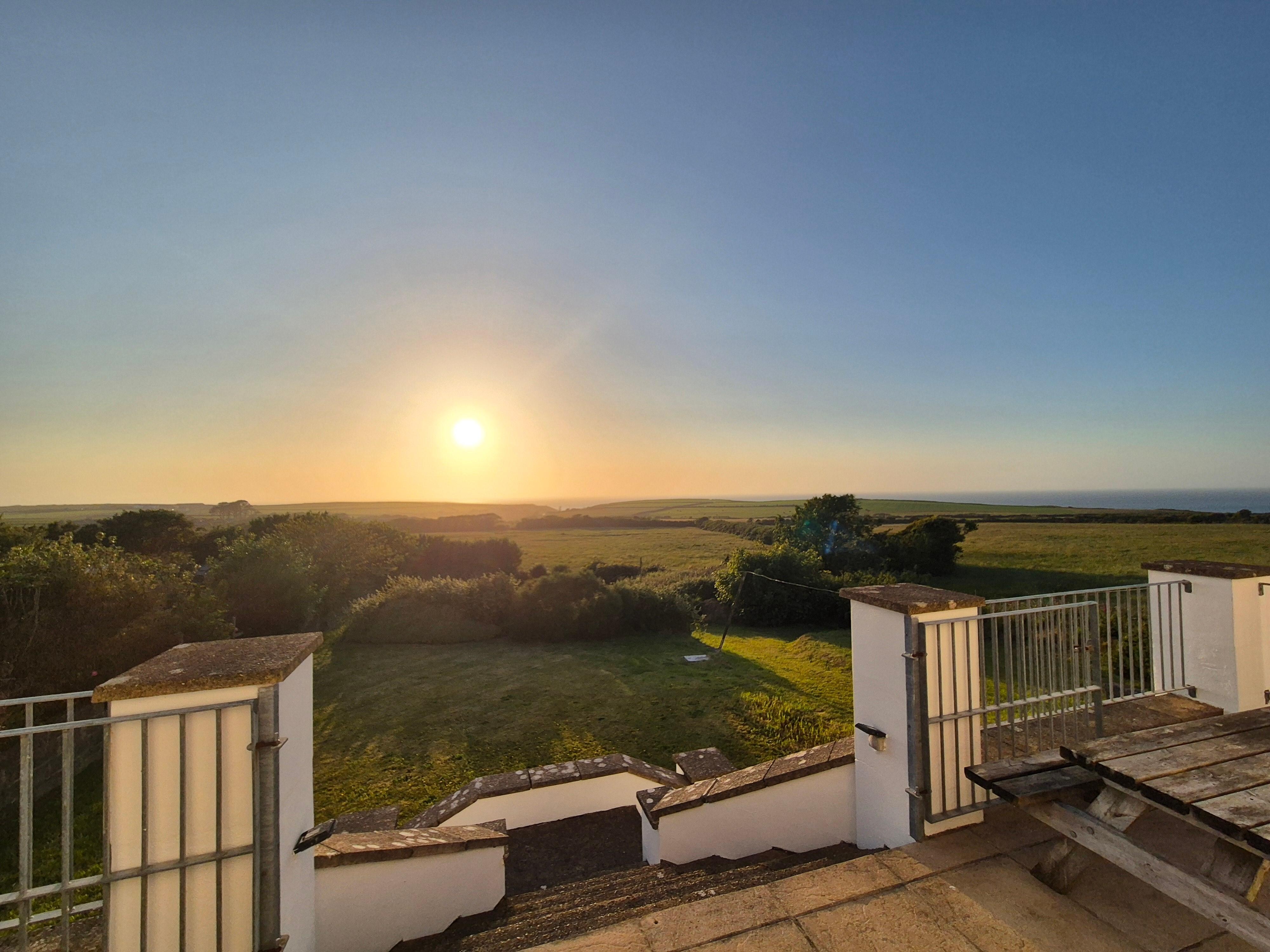 Stunning sunset on Saturday from the patio towards Porthgain harbour