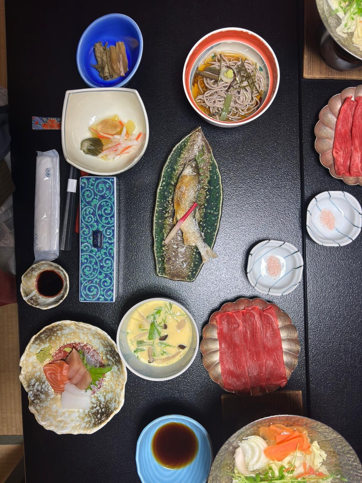 Abendessen (später sind sogar noch ein paar extra Sachen gekommen) 