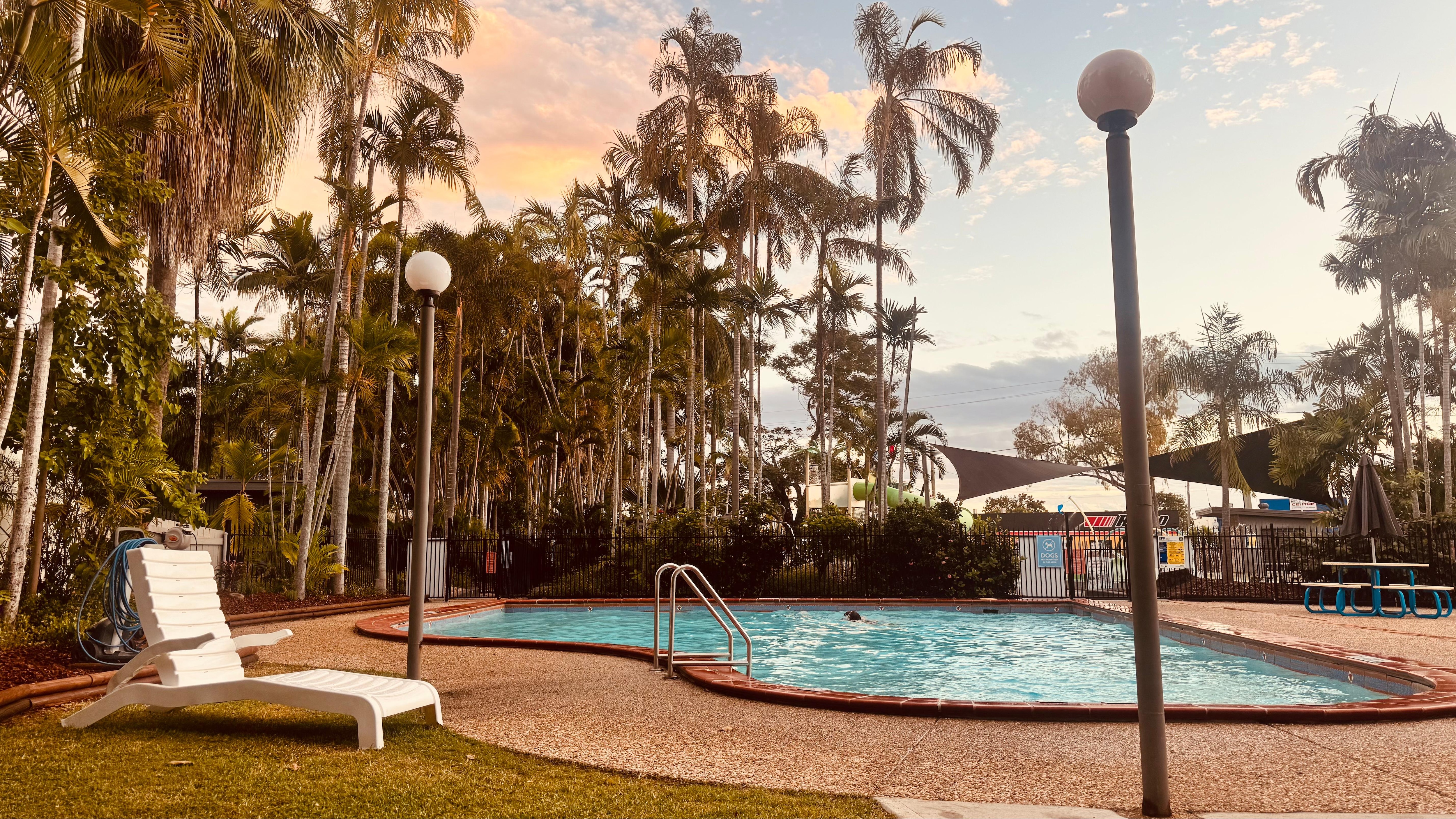 One of the pools near the front entrance