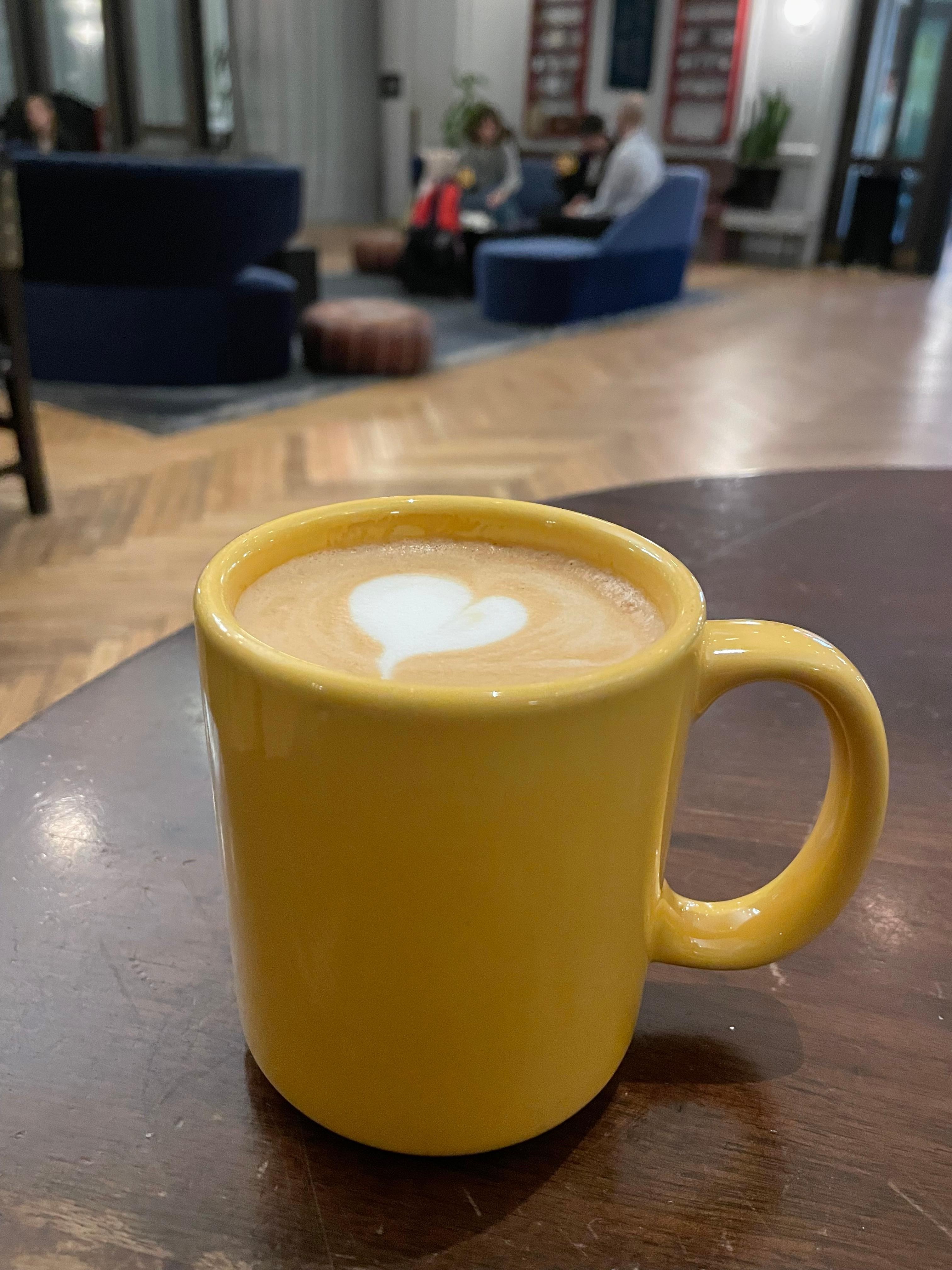 Latte in the lobby