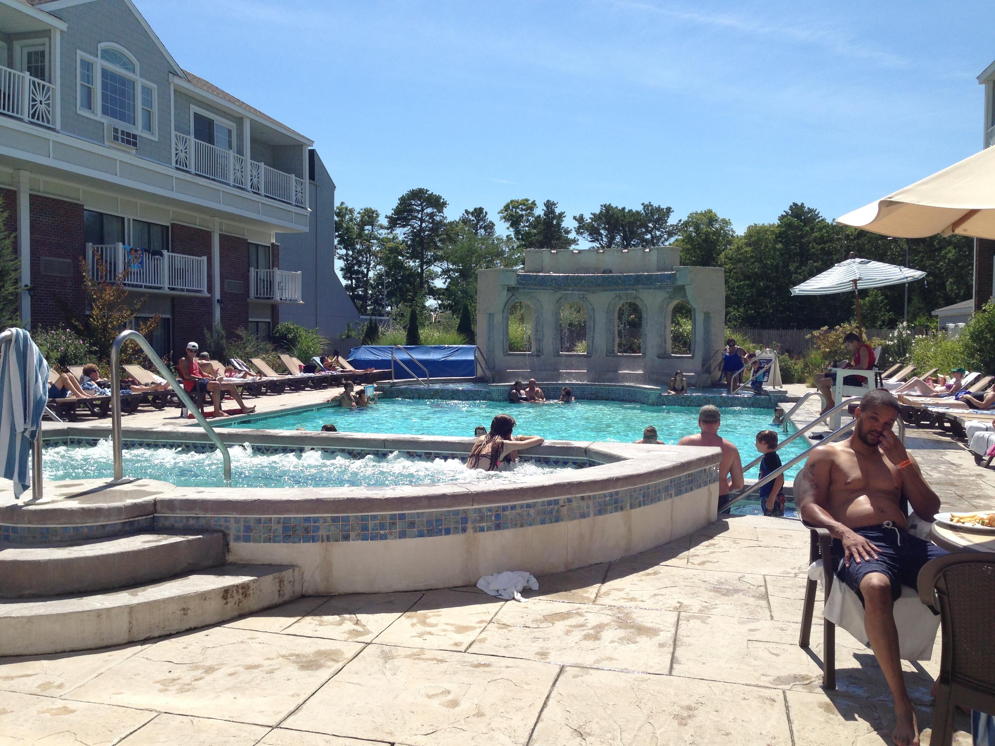 Outdoor pool and hot tub
