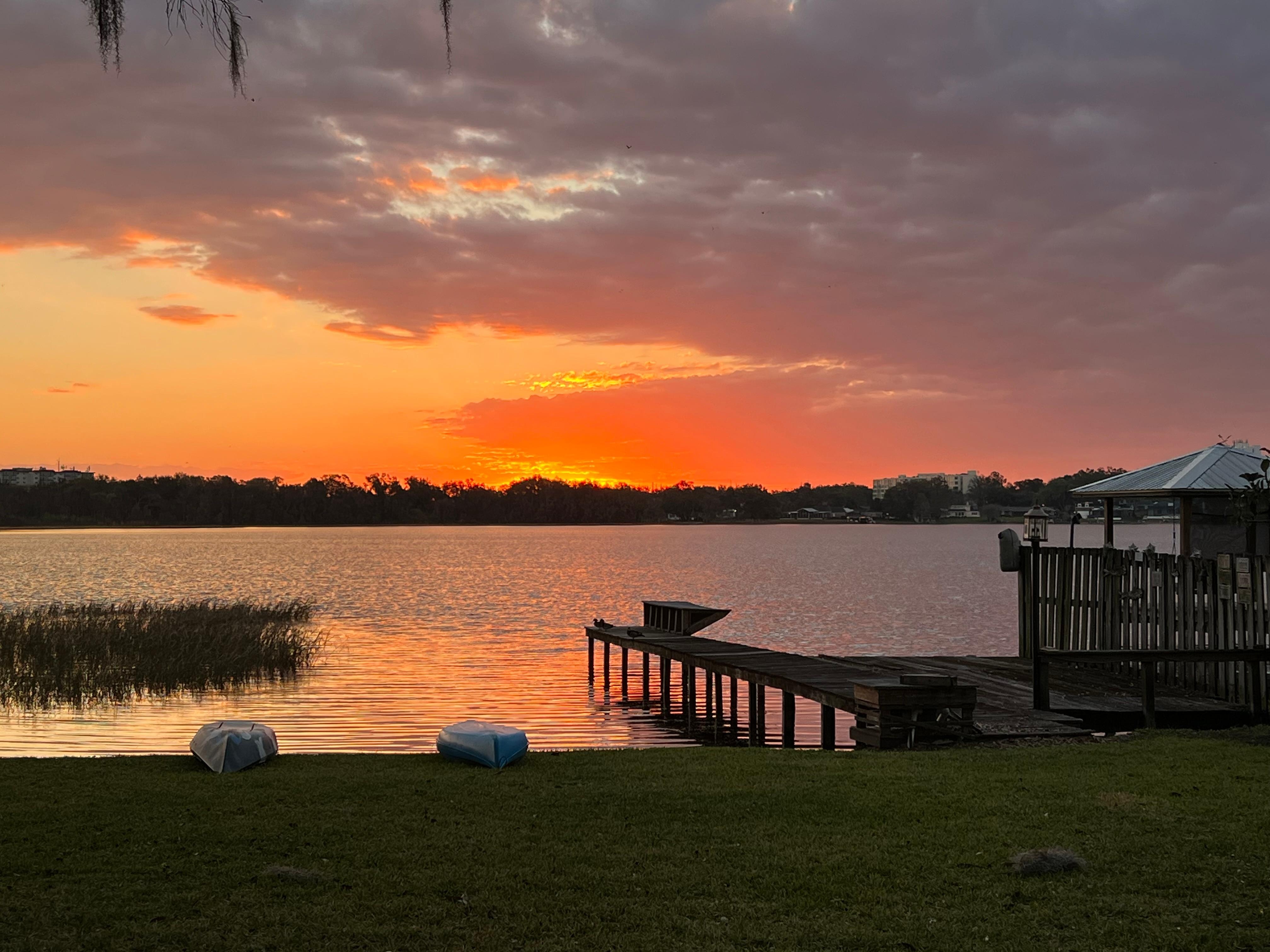 Typical sunrise on Lake Mirror viewed from the Florida room.