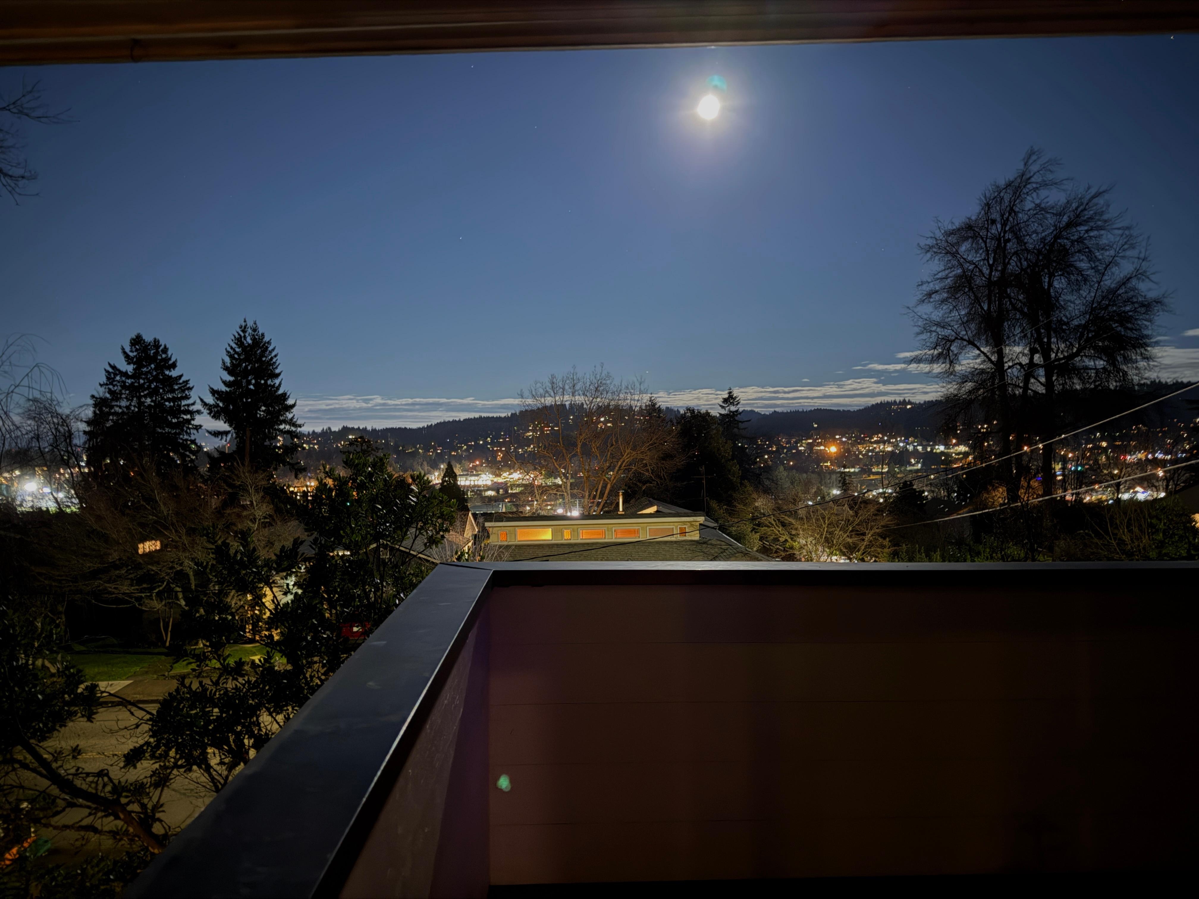 Night view from the living room deck