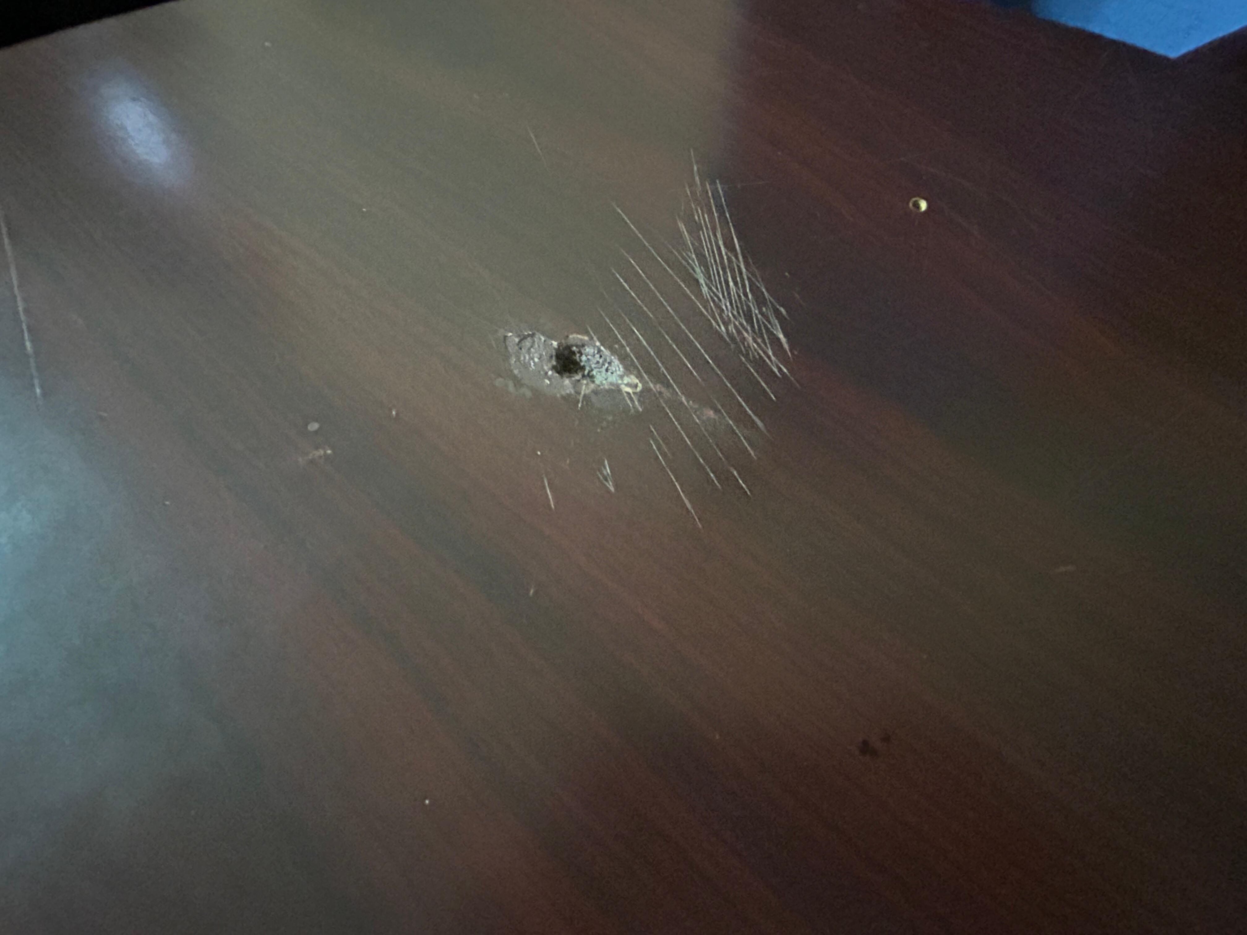 Hole in dining table