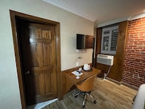 Desk work area in room