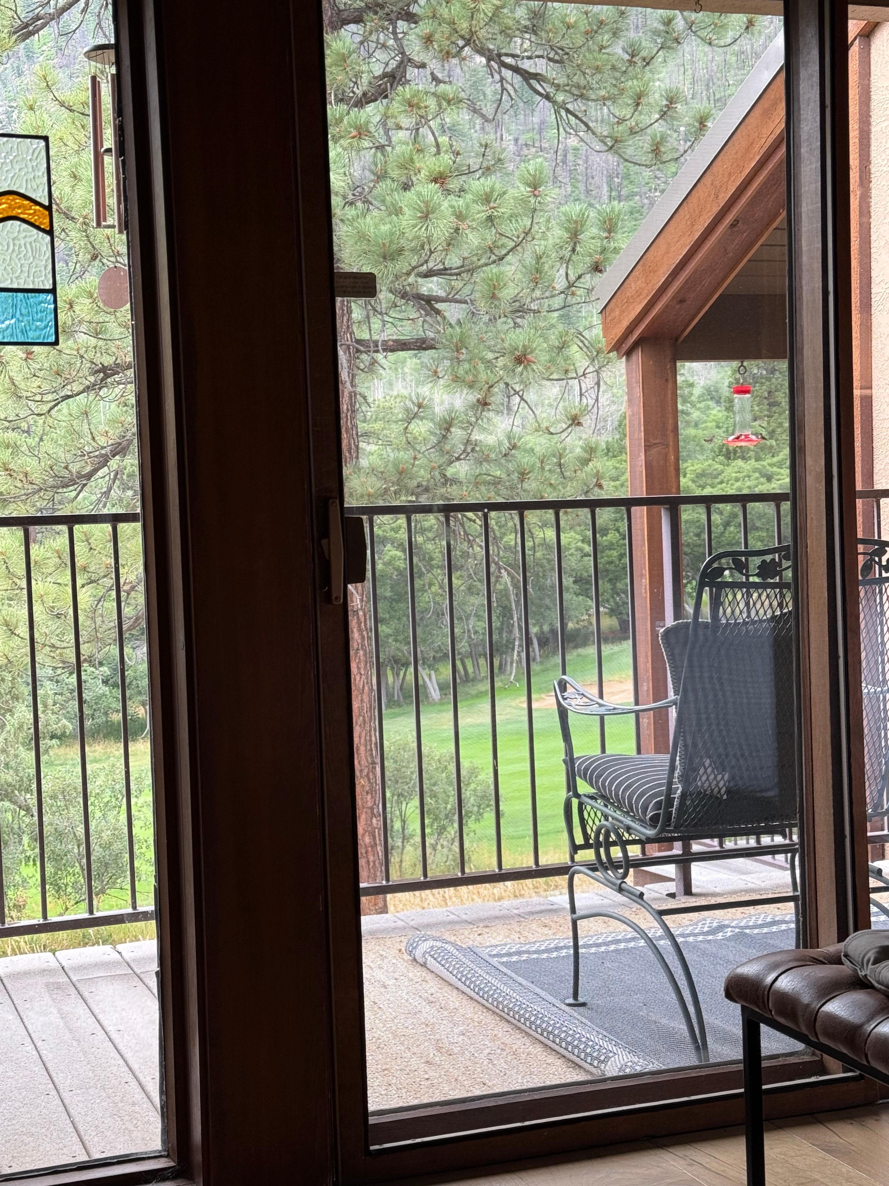 Nice view with glass sliding door leading to patio.  