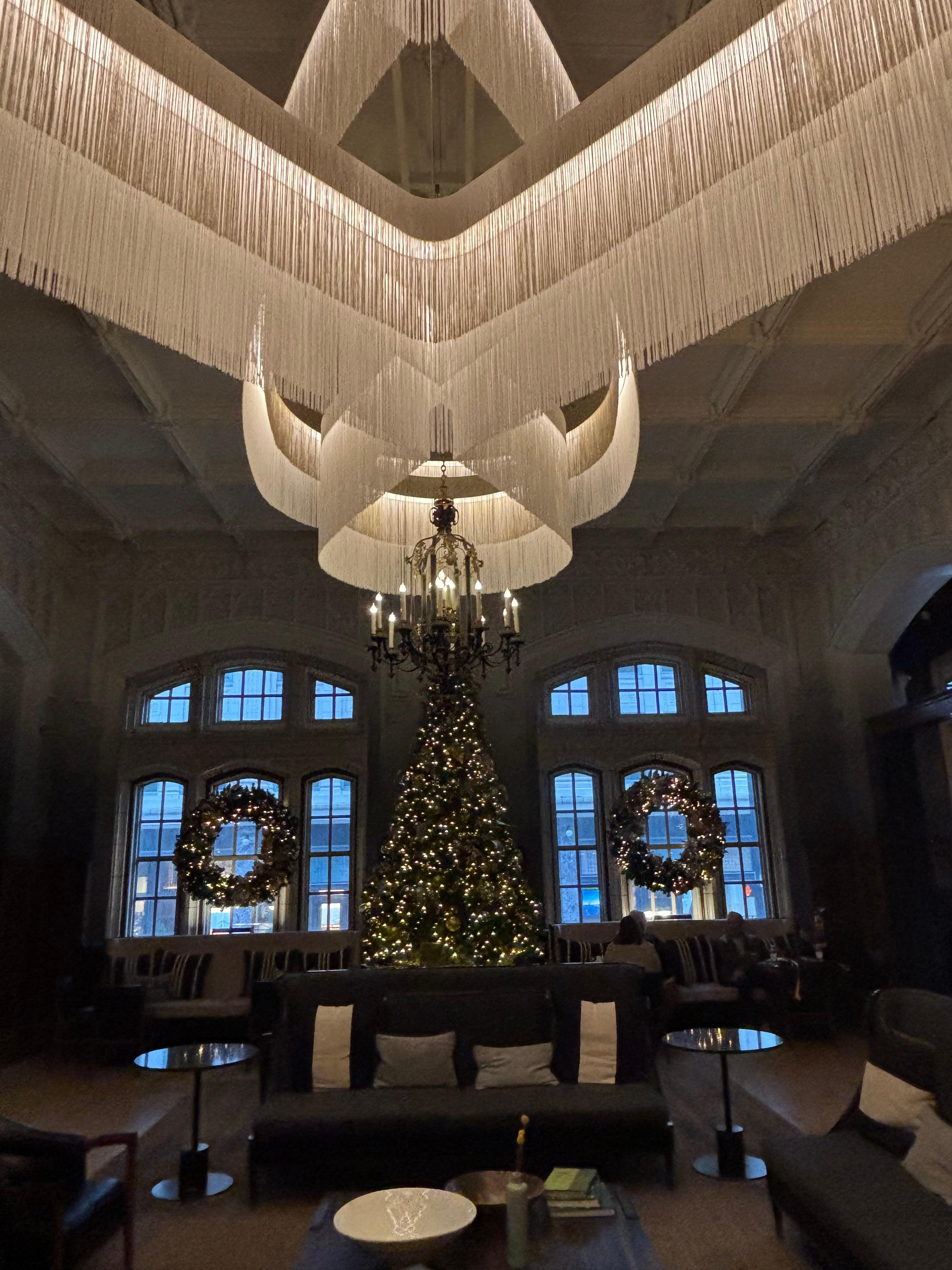 Beautiful holiday tree and lobby