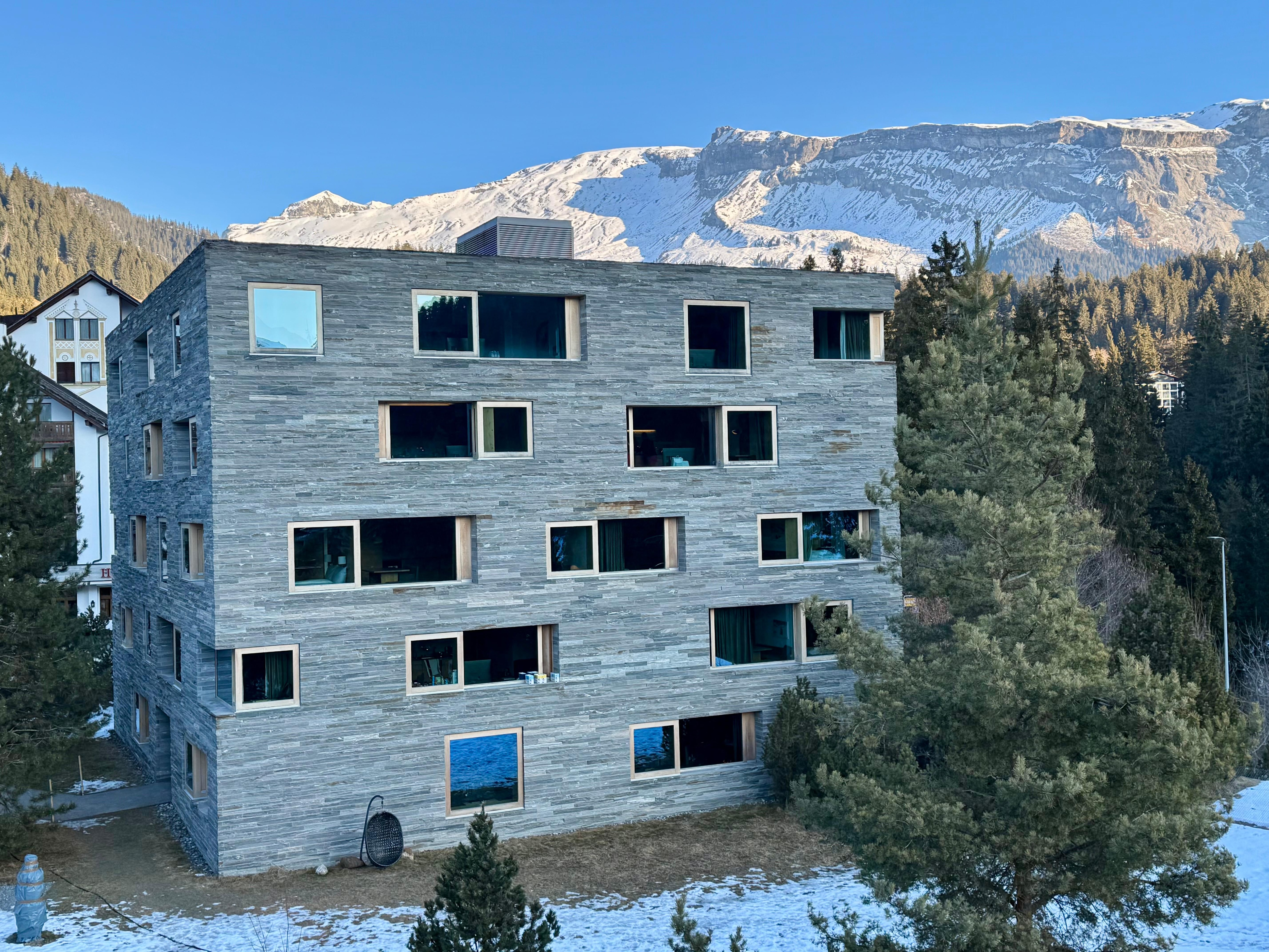 View from my room on 4th floor - ski resort in the background 