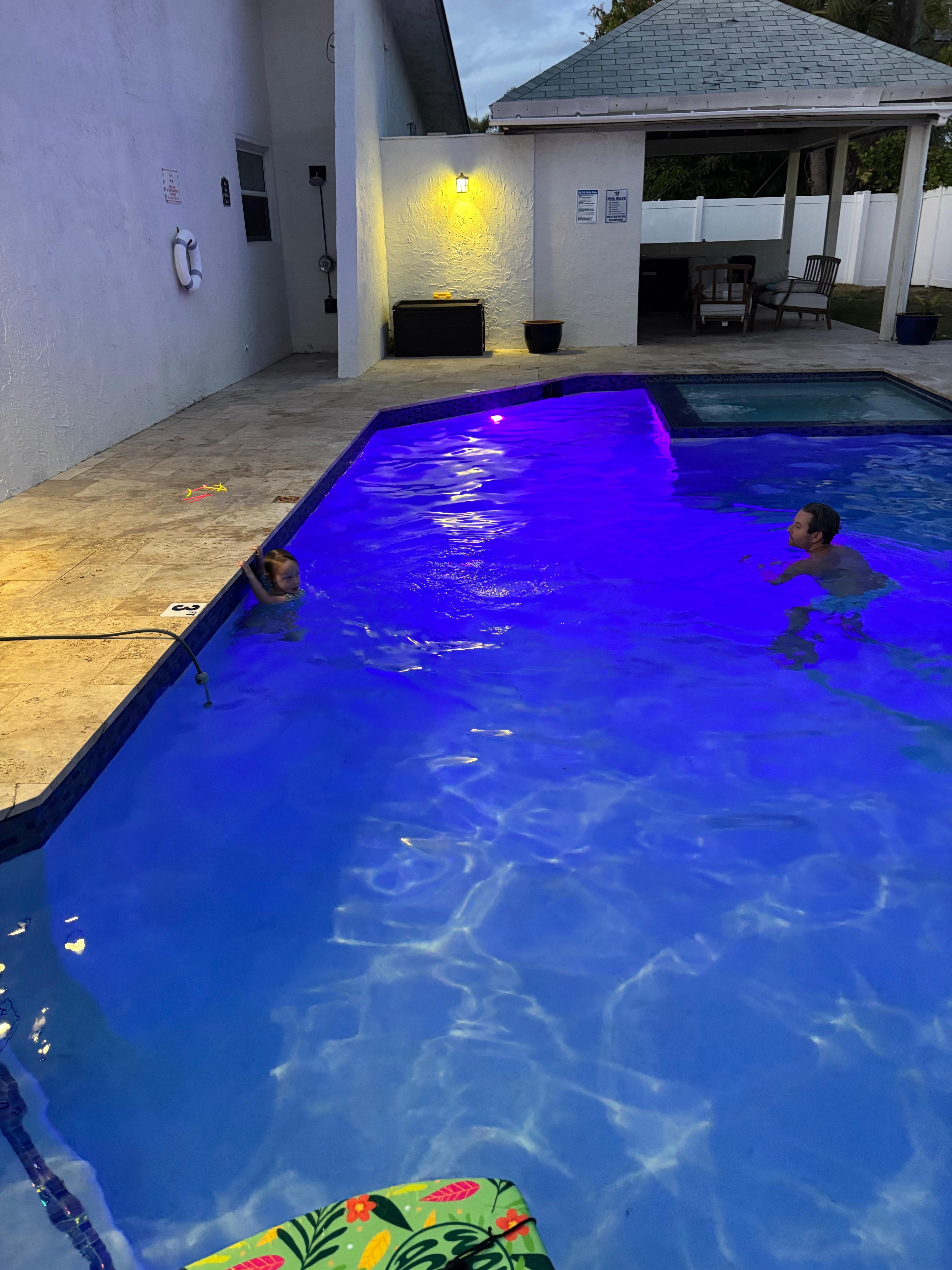 A night swim and hot tub!