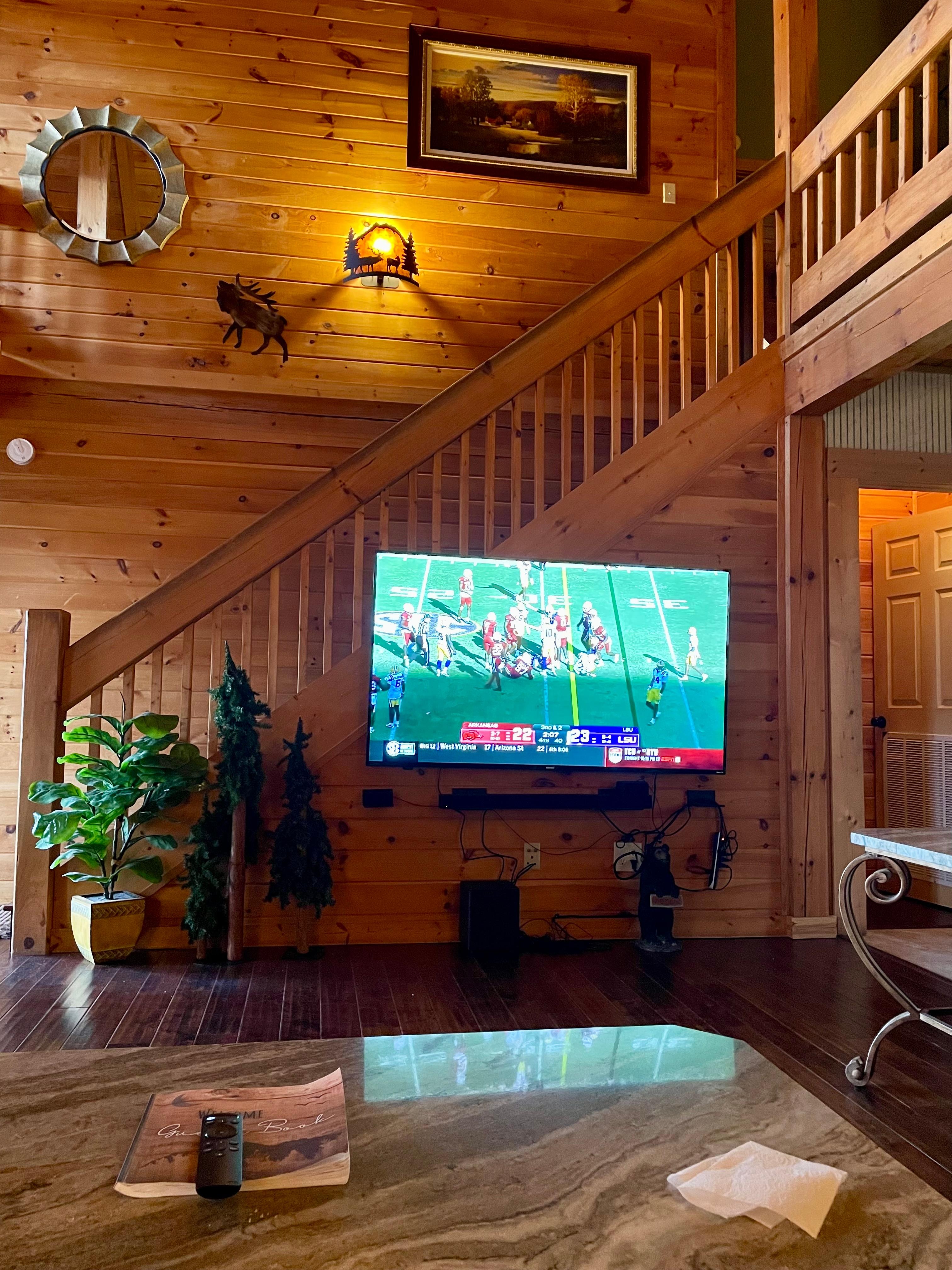 Cozy living room with large TV