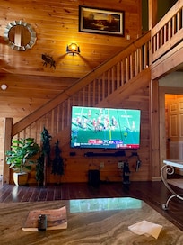 Cozy living room with large TV