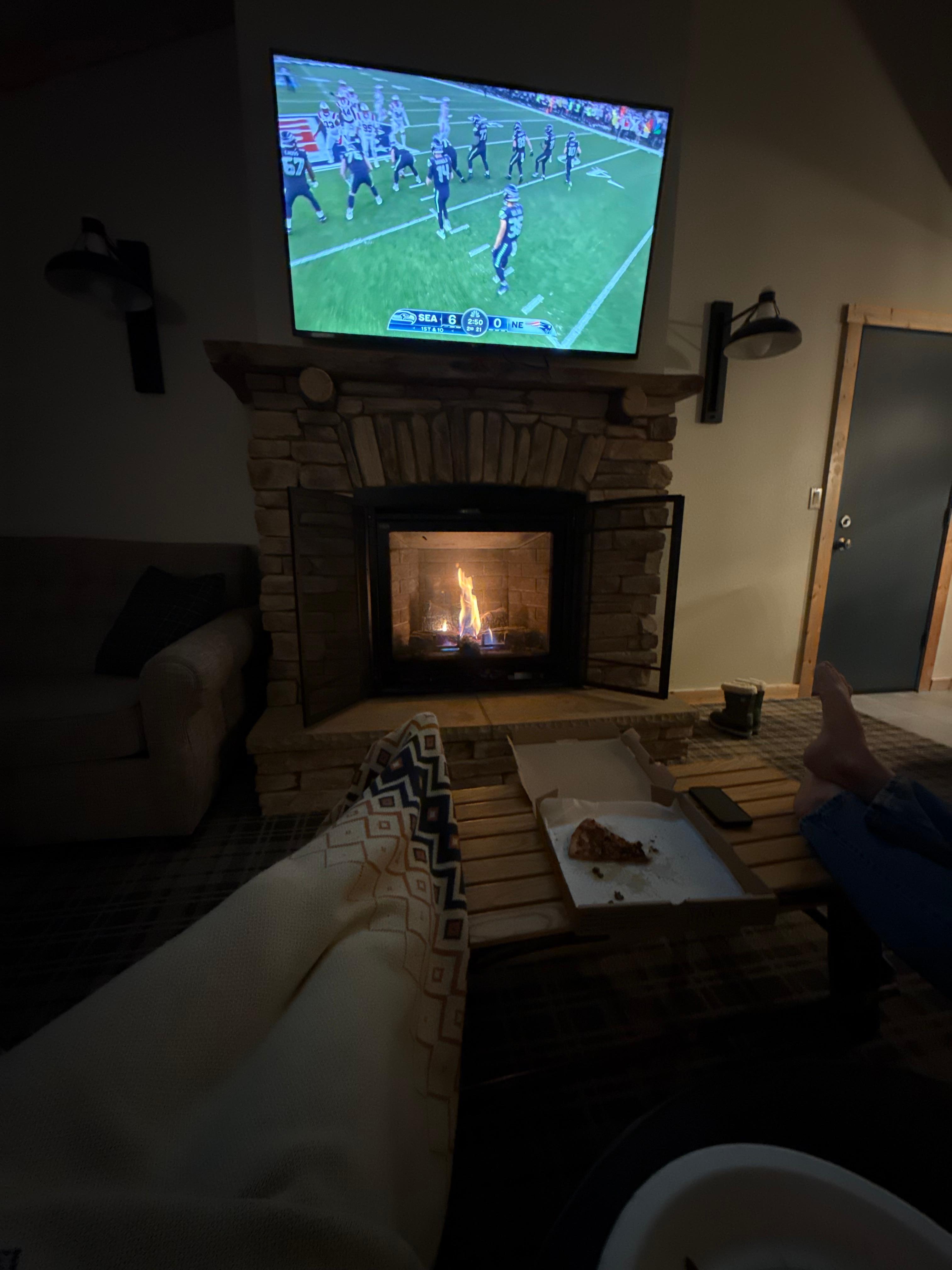 Enjoying Super Bowl 2026 from our room